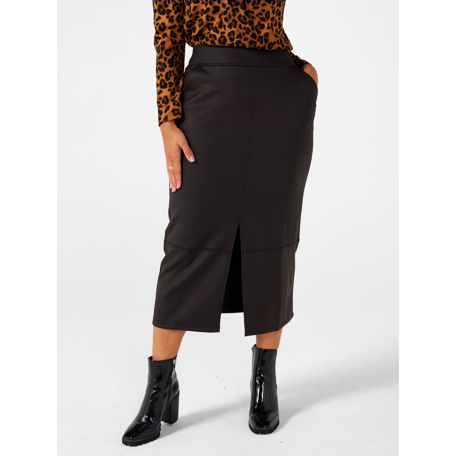 High waisted black outlet skirt qvc