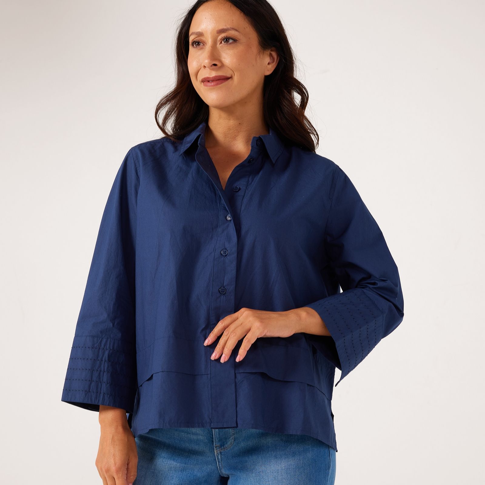 Masai Copenhagen Ianela Stitch Detail Heavy Cotton Poplin Shirt