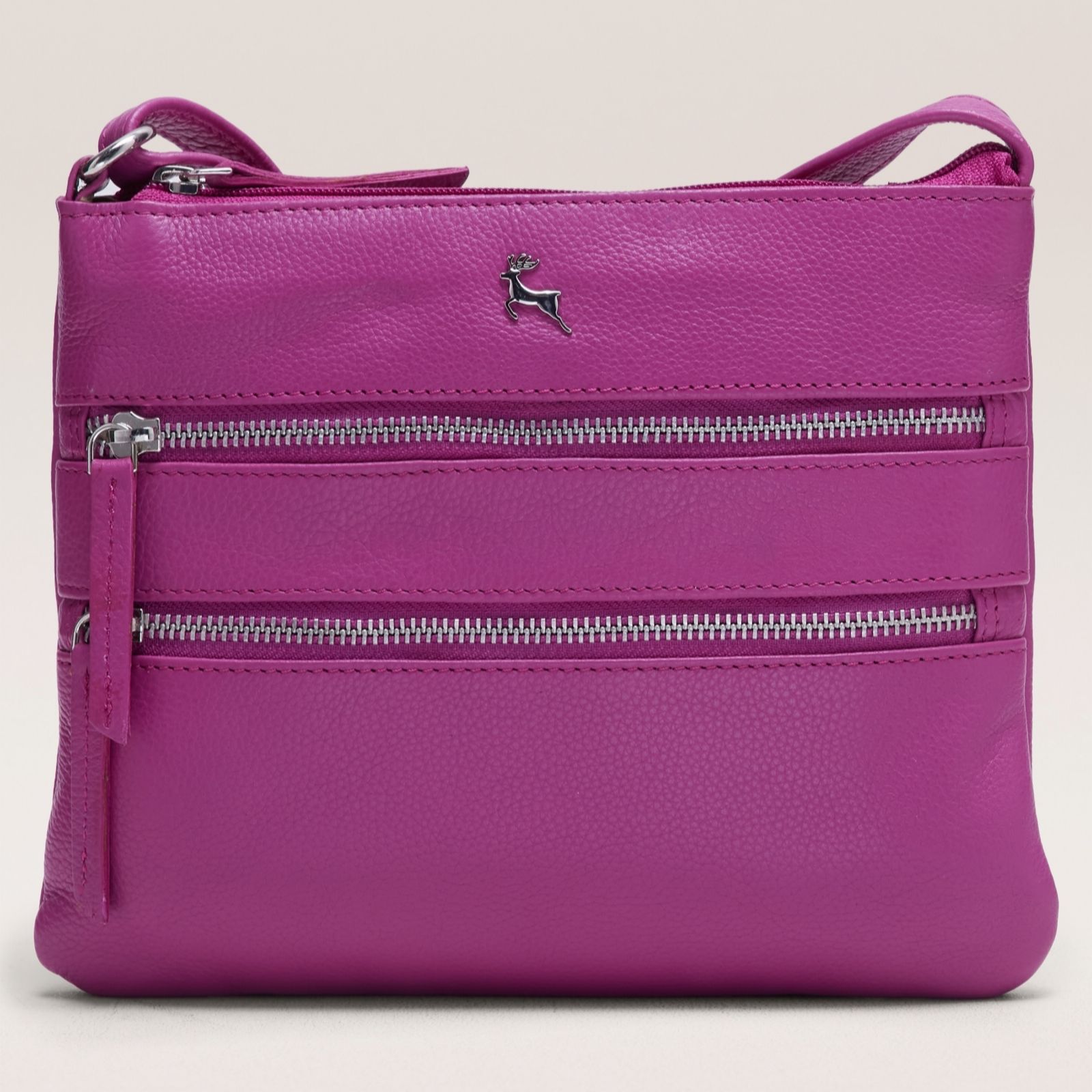 Outlet Ashwood Double Zip Leather Cross-Body Bag