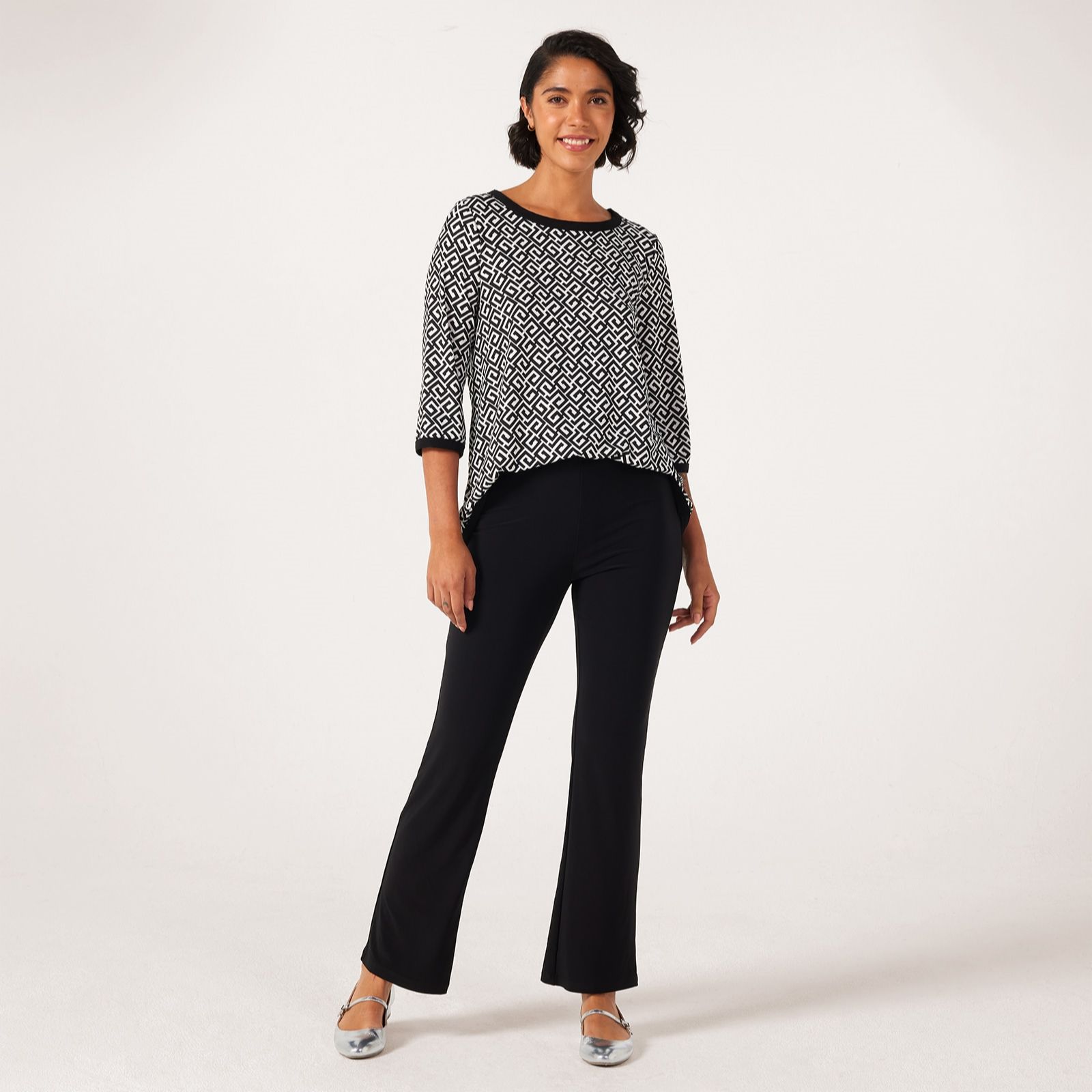 Kim & Co Deluxe Brazil Jersey Carla Flare Petite Trousers With Pockets