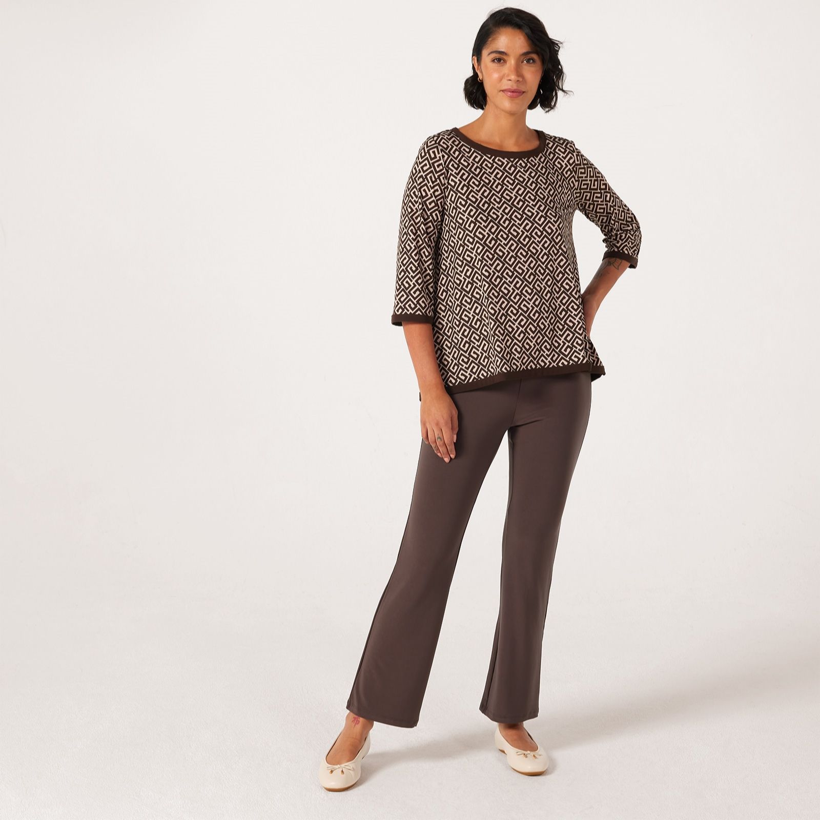 Kim & Co Deluxe Brazil Jersey Carla Flare Petite Trousers With Pockets