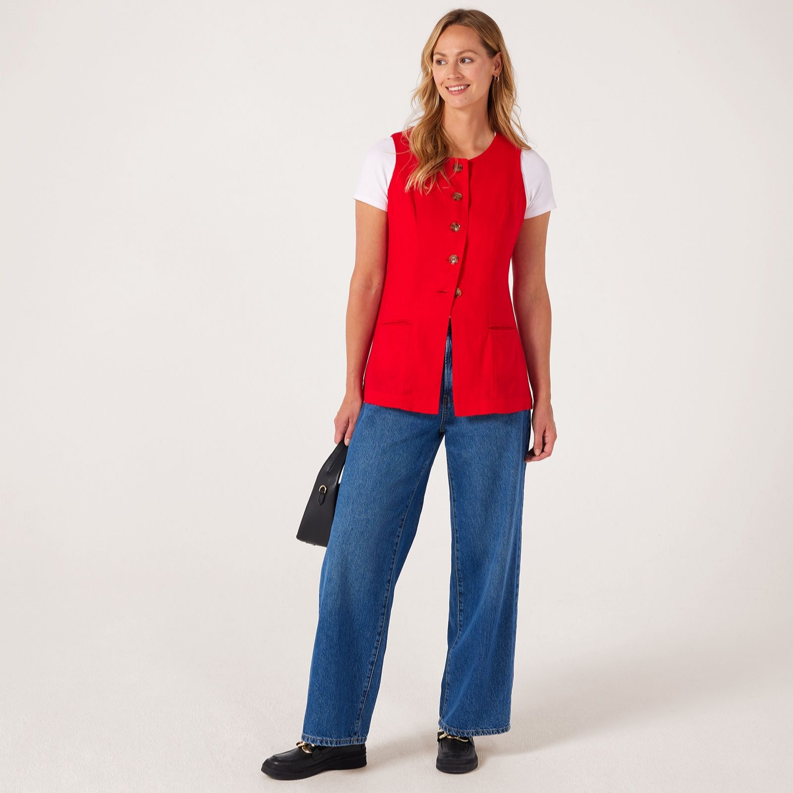 Izabel London Linen Blend Longer Line Waistcoat