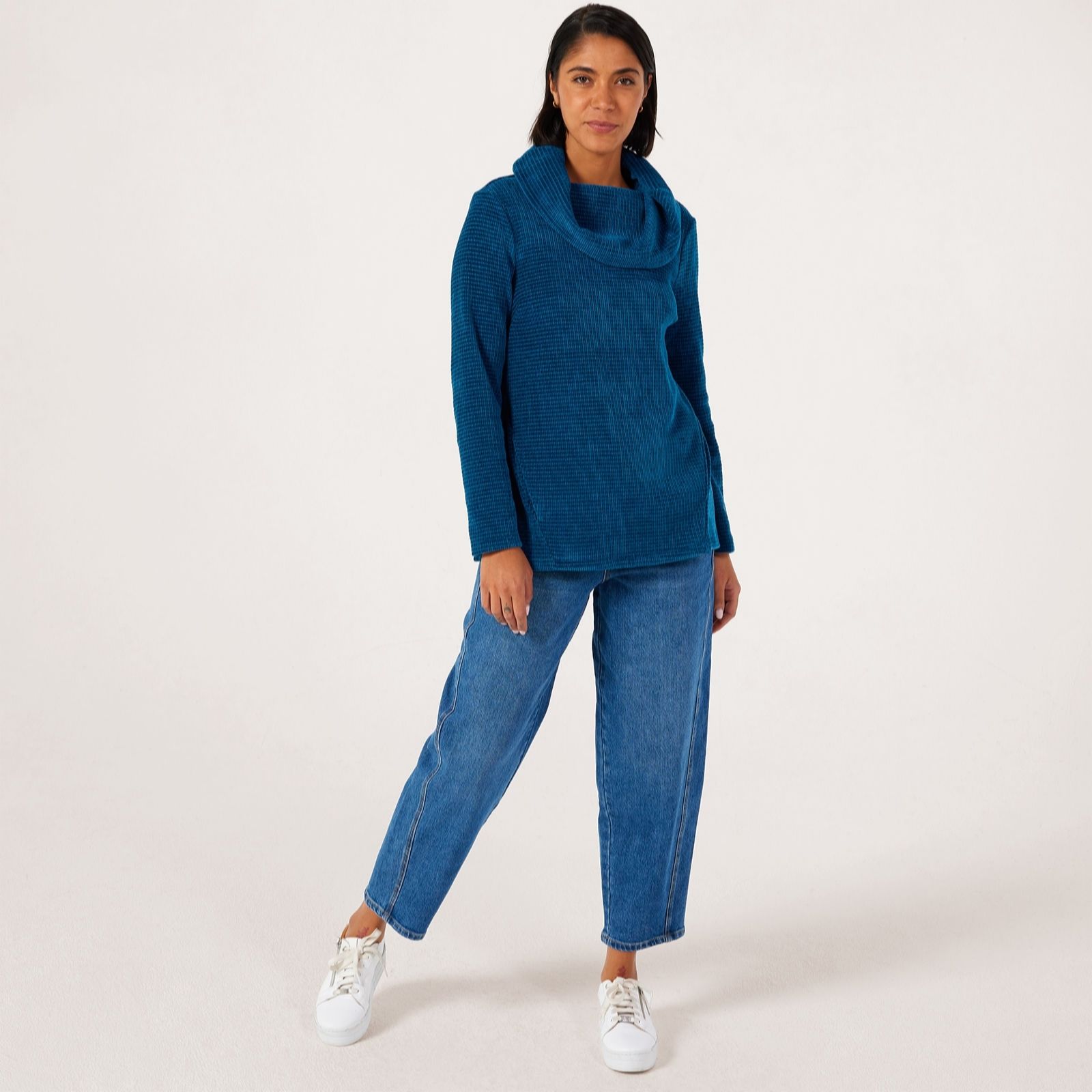 Nina Leonard Cowl Neck Chenille Knit Jumper