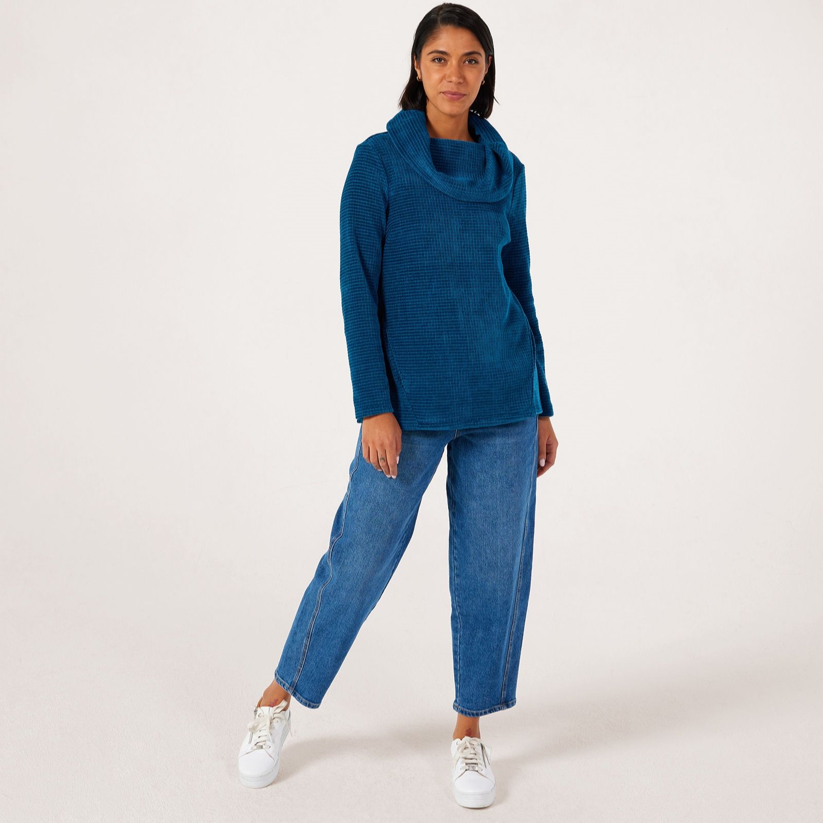 Nina Leonard Cowl Neck Chenille Knit Jumper