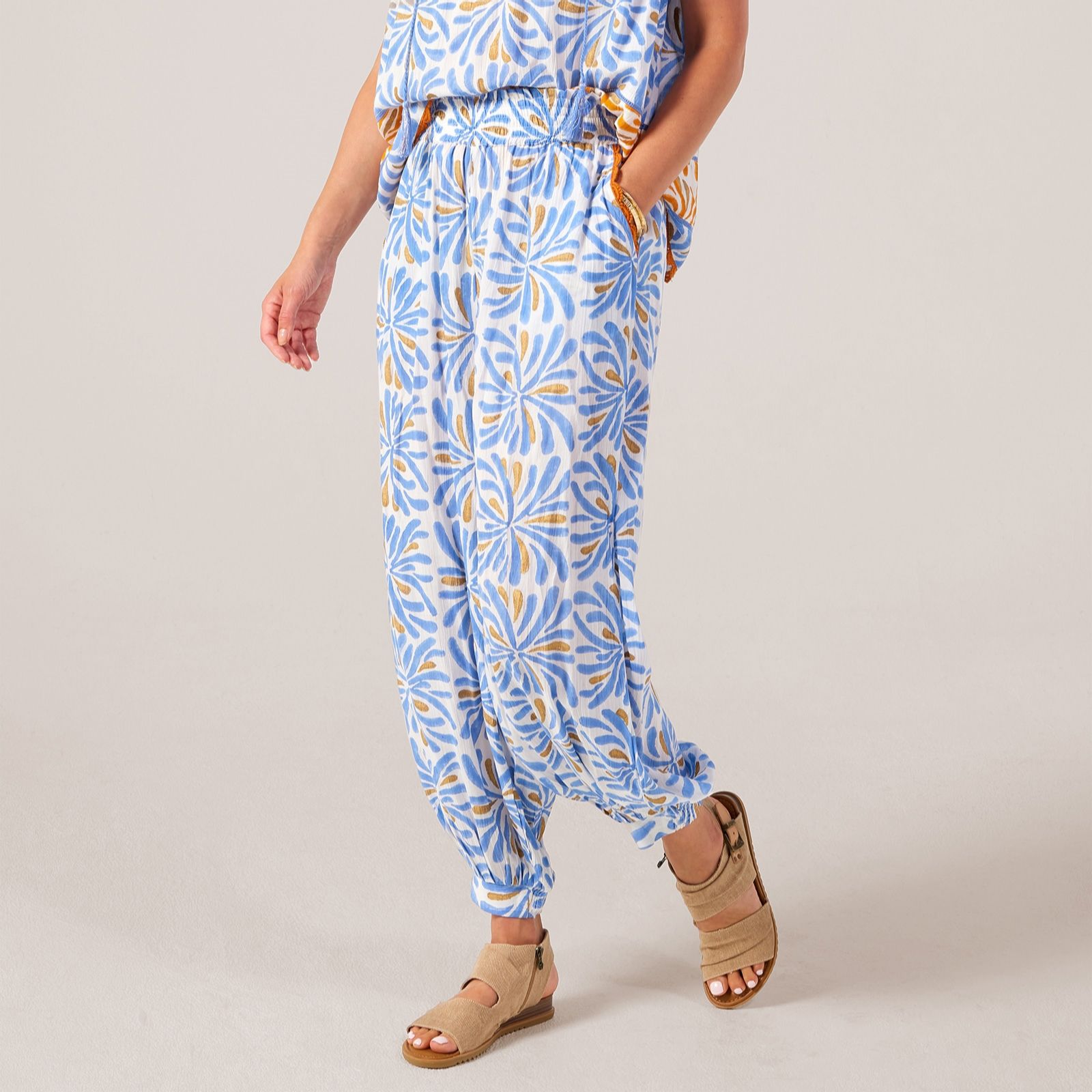 Monsoon Cece Woodblock Print Harem Trousers