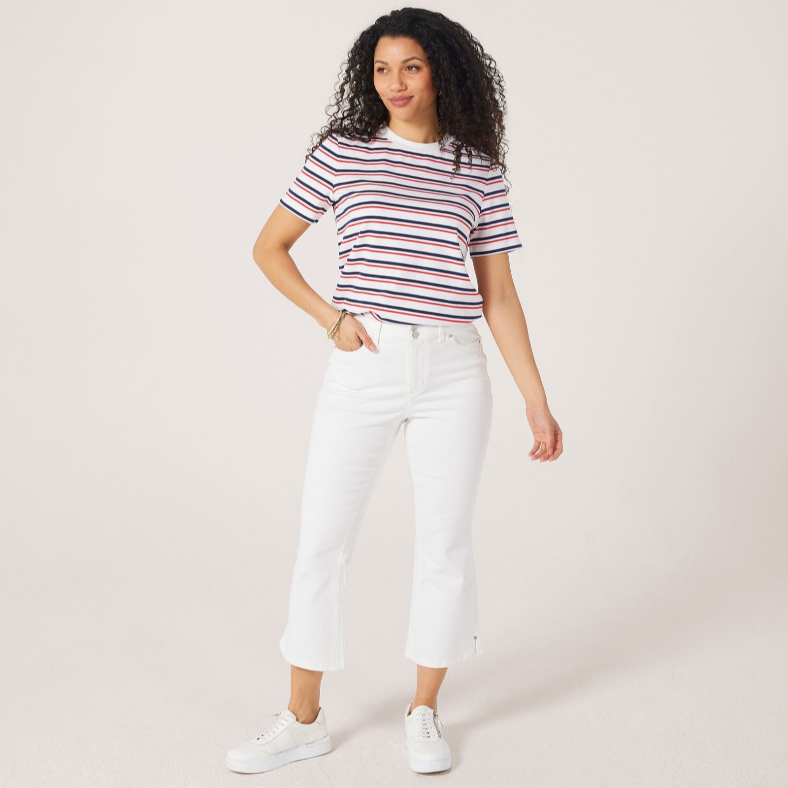 Denim & Co Stretch Cropped Bootcut Jean Petite