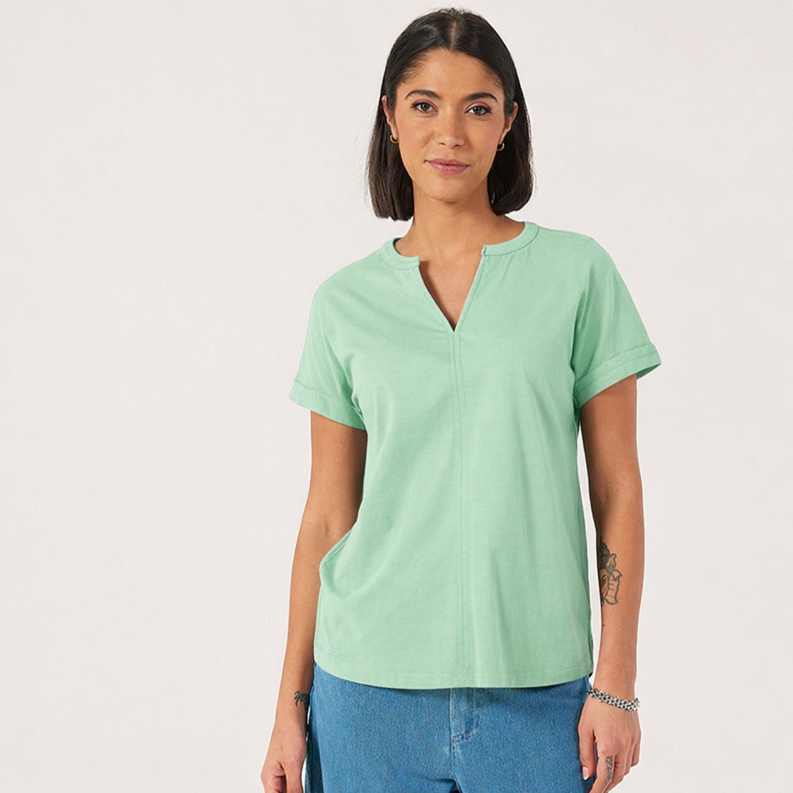 Denim & Co. Cotton Slub V-Neck Dolman Top