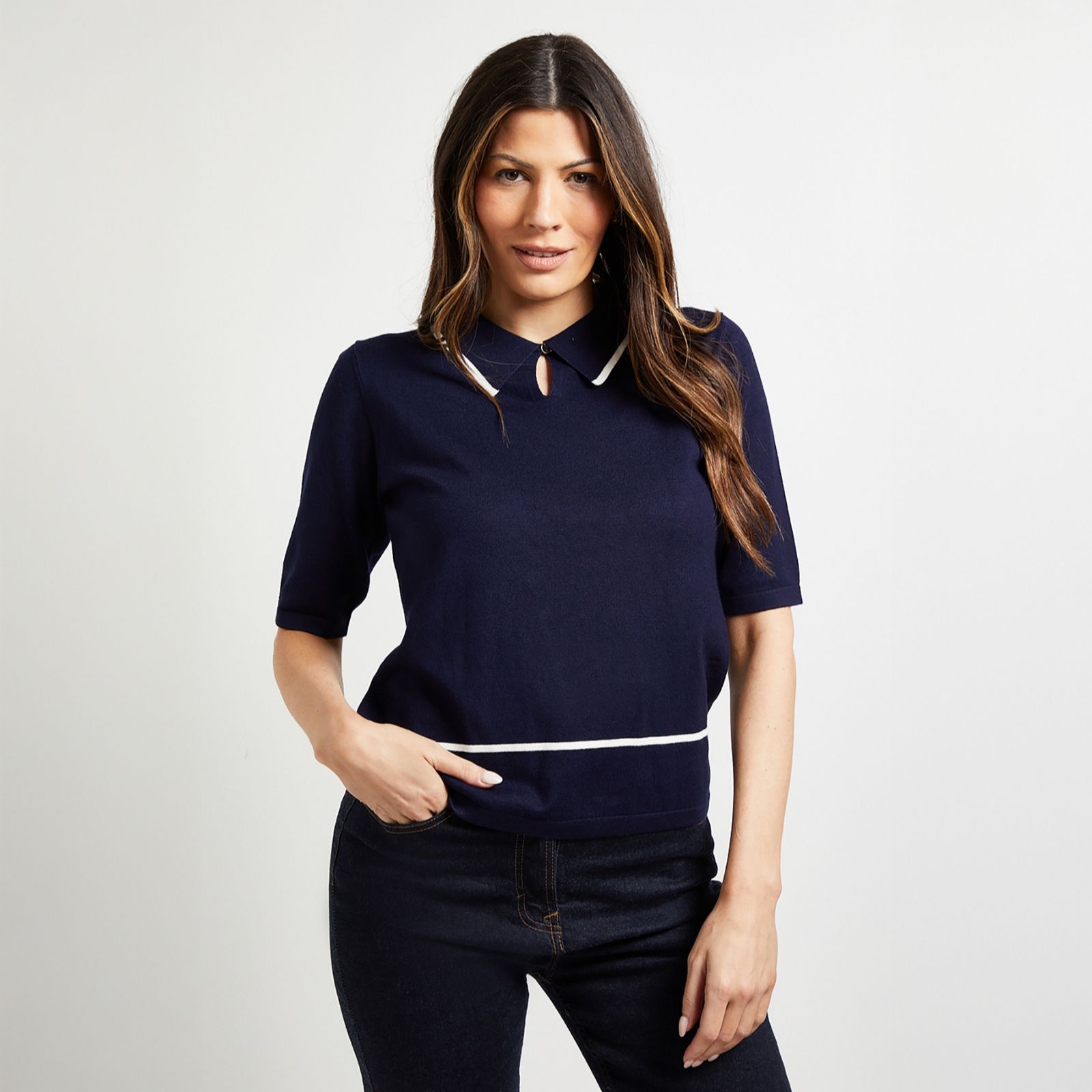 Wallis Collared Tipped Knitted T-Shirt