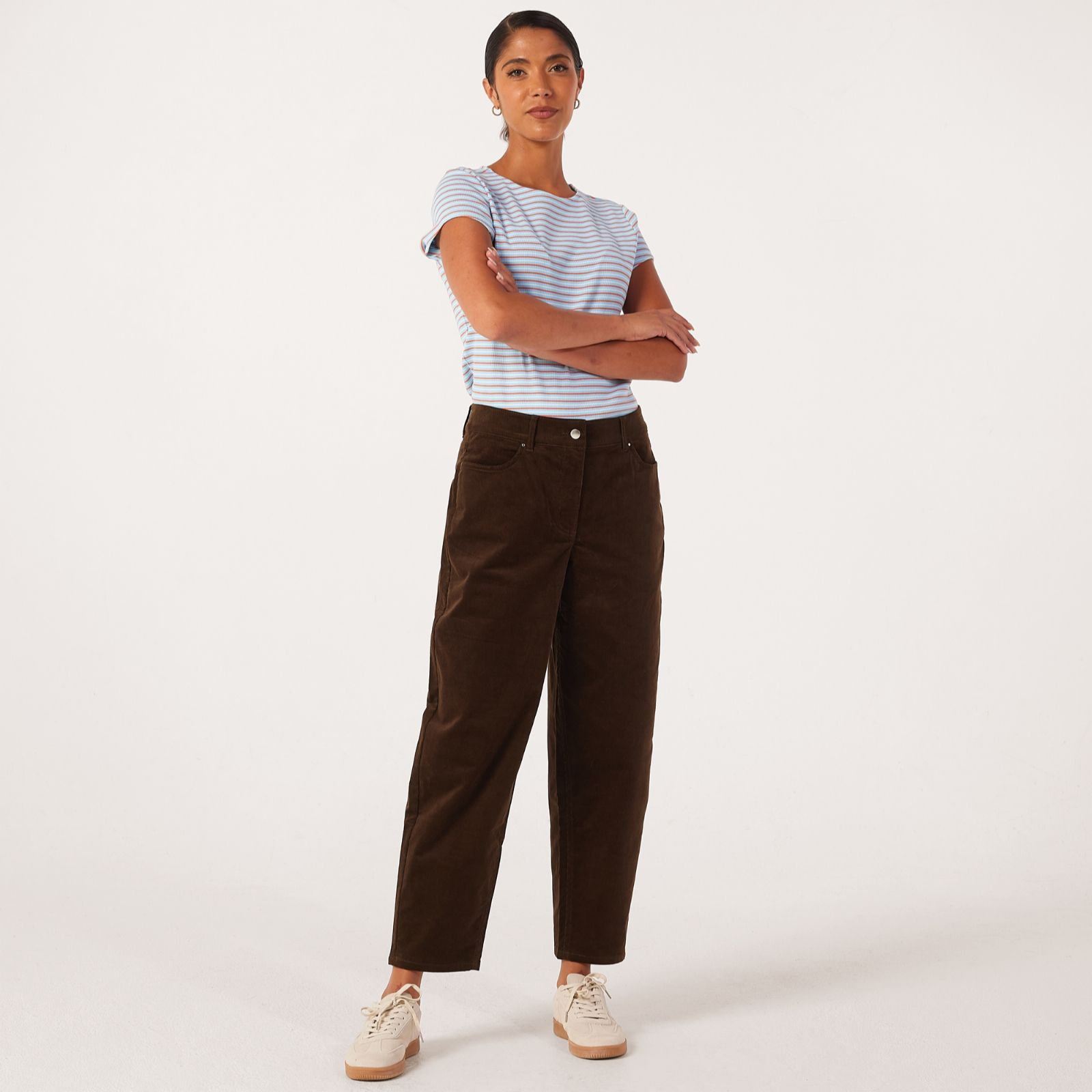 Ben de Lisi Cord Barrel Leg Trouser Petite