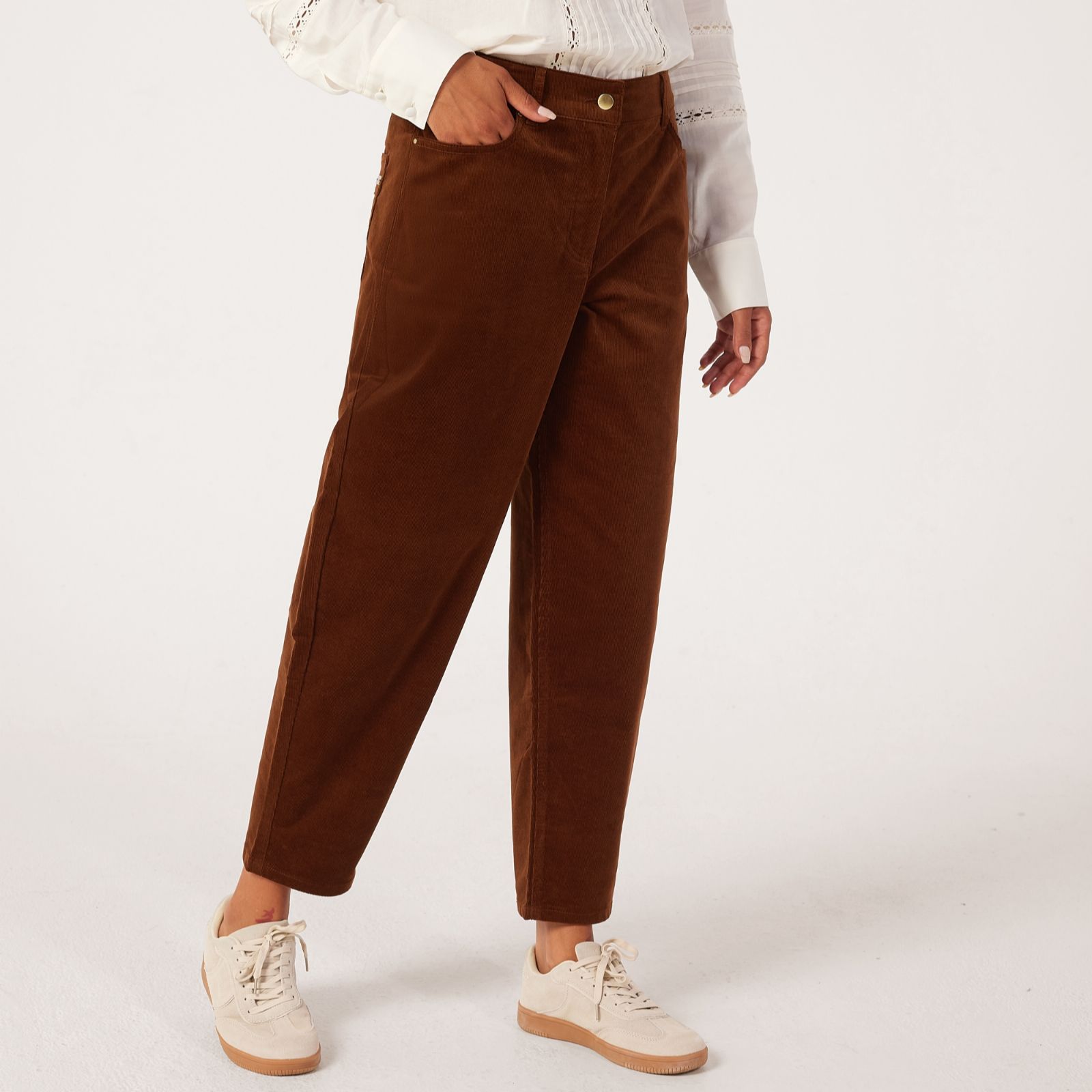 Ben de Lisi Cord Barrel Leg Trouser Petite