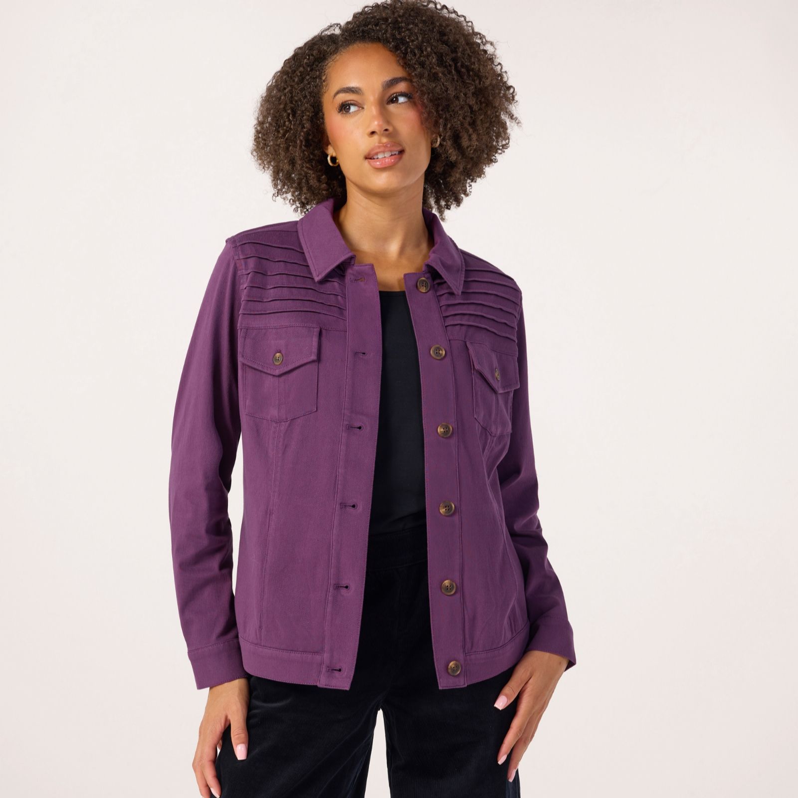 Denim & Co Comfy Knit Western Pintuck Jacket