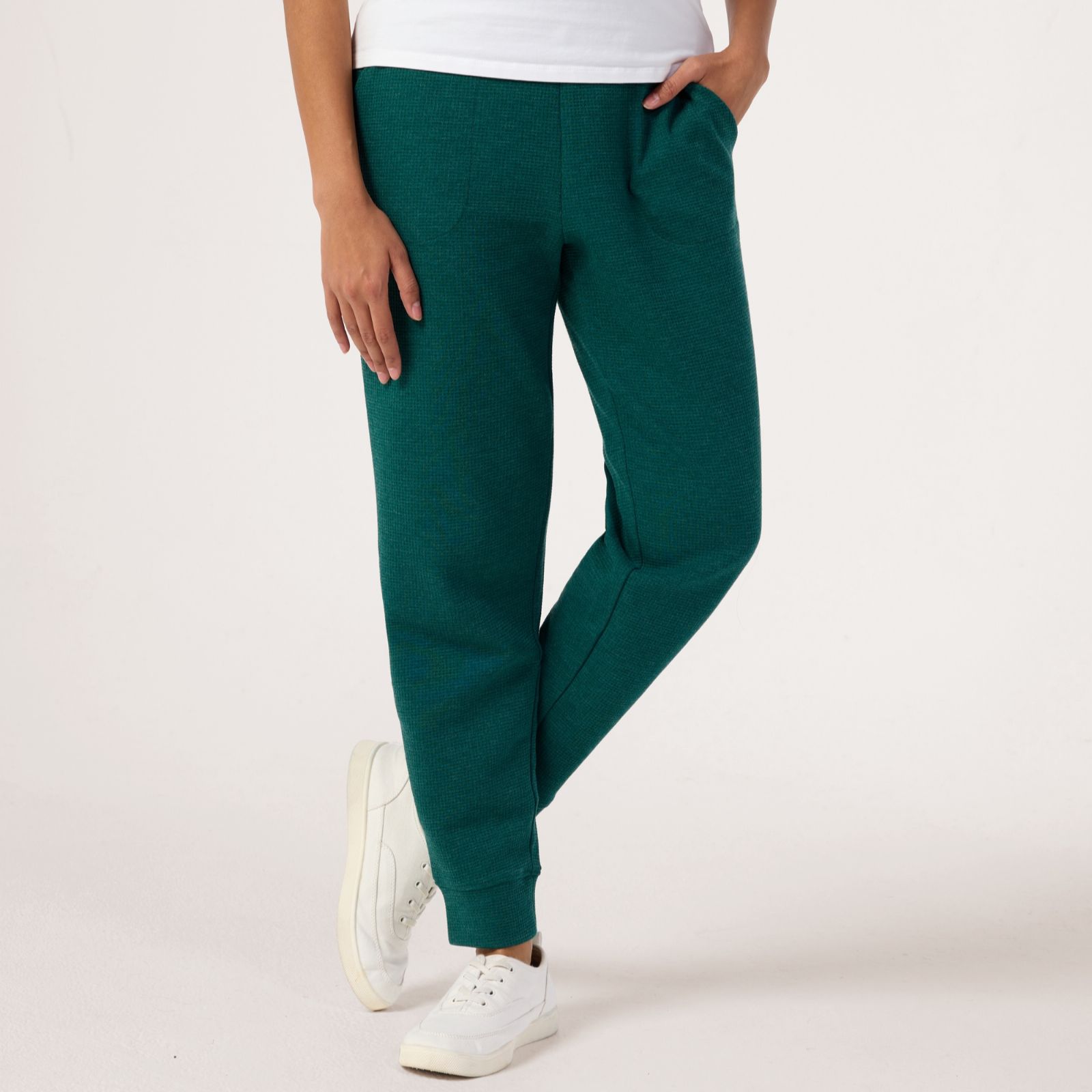 Denim & Co. Brushed Waffle Jogger Petite