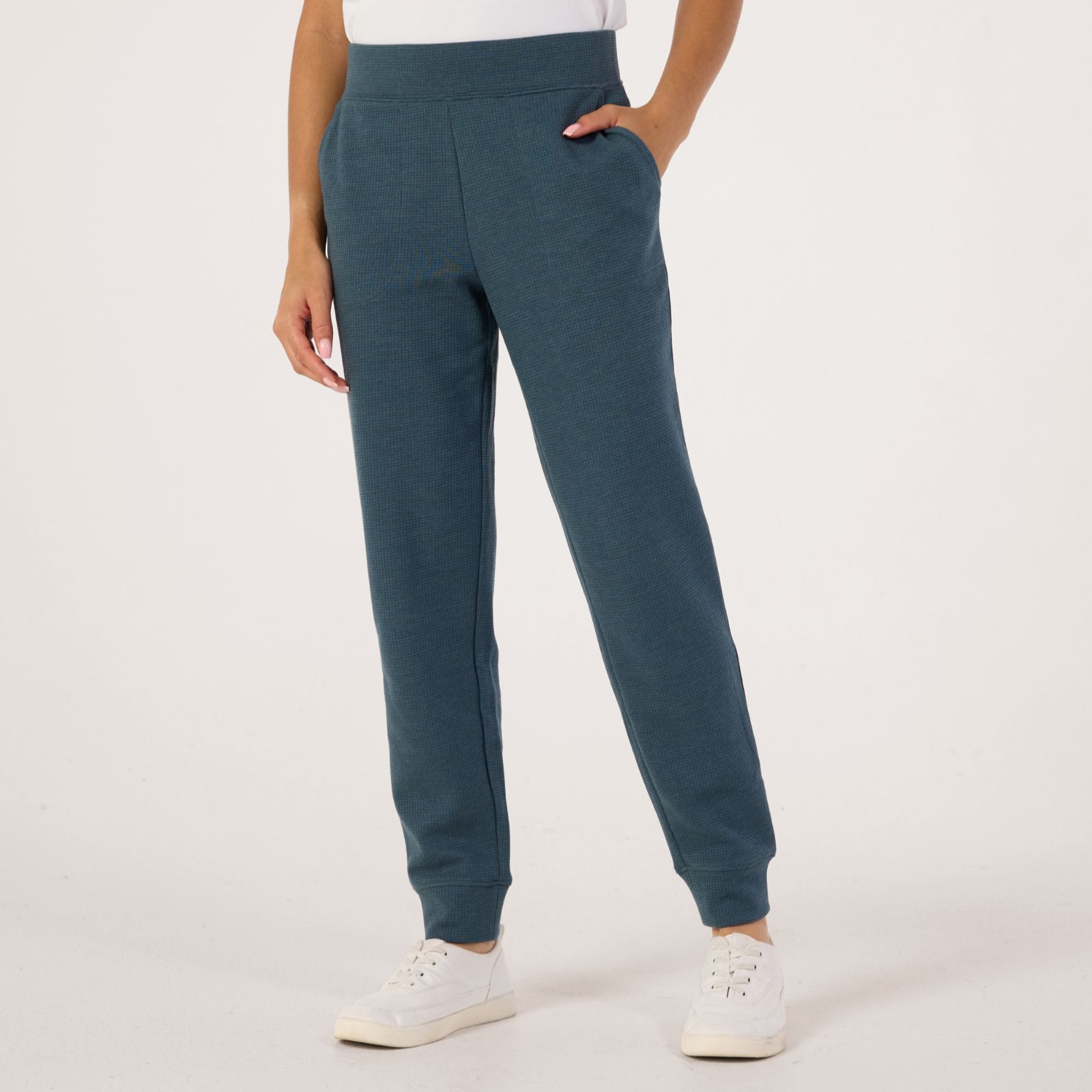 Denim & Co. Brushed Waffle Jogger Petite