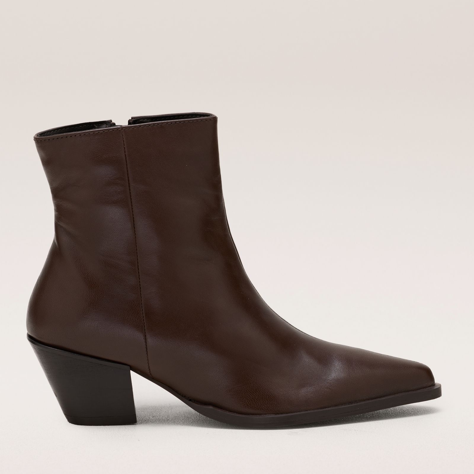 Apricot Leather Zip Western Boots