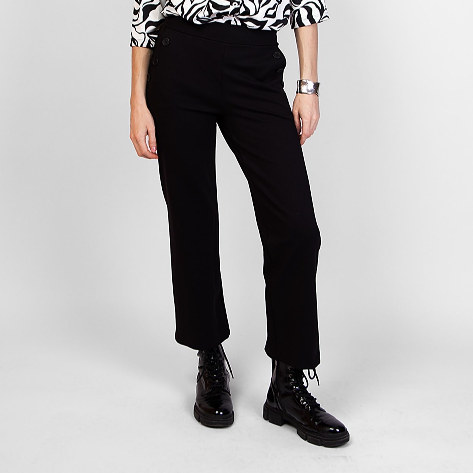 Kim & Co Stretch Ponte Jersey Straight Leg Sailor Petite Trousers