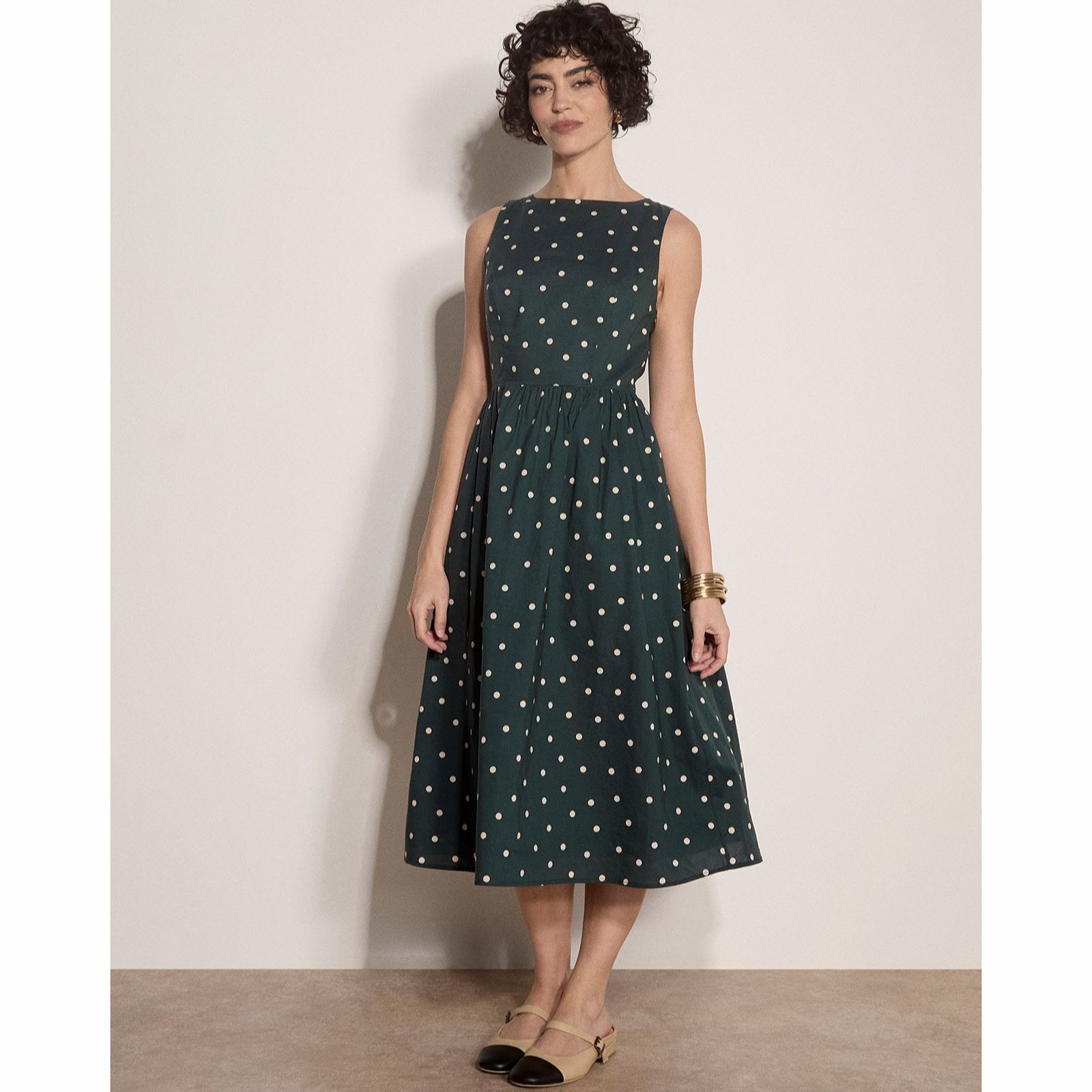 Apricot Polka Dot Fit & Flare Dress