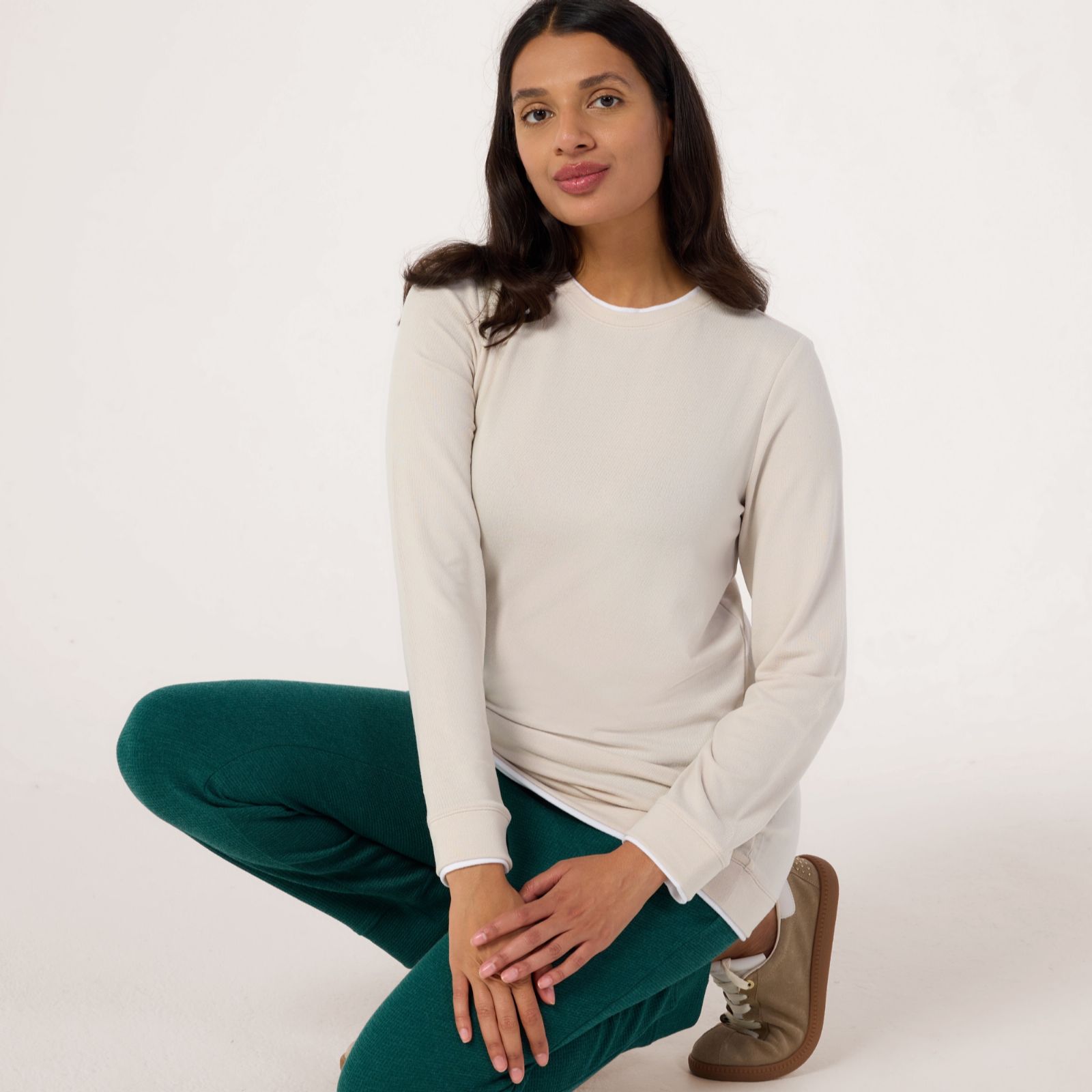 Denim & Co Heavenly Jersey Double Layer Long Sleeve Top