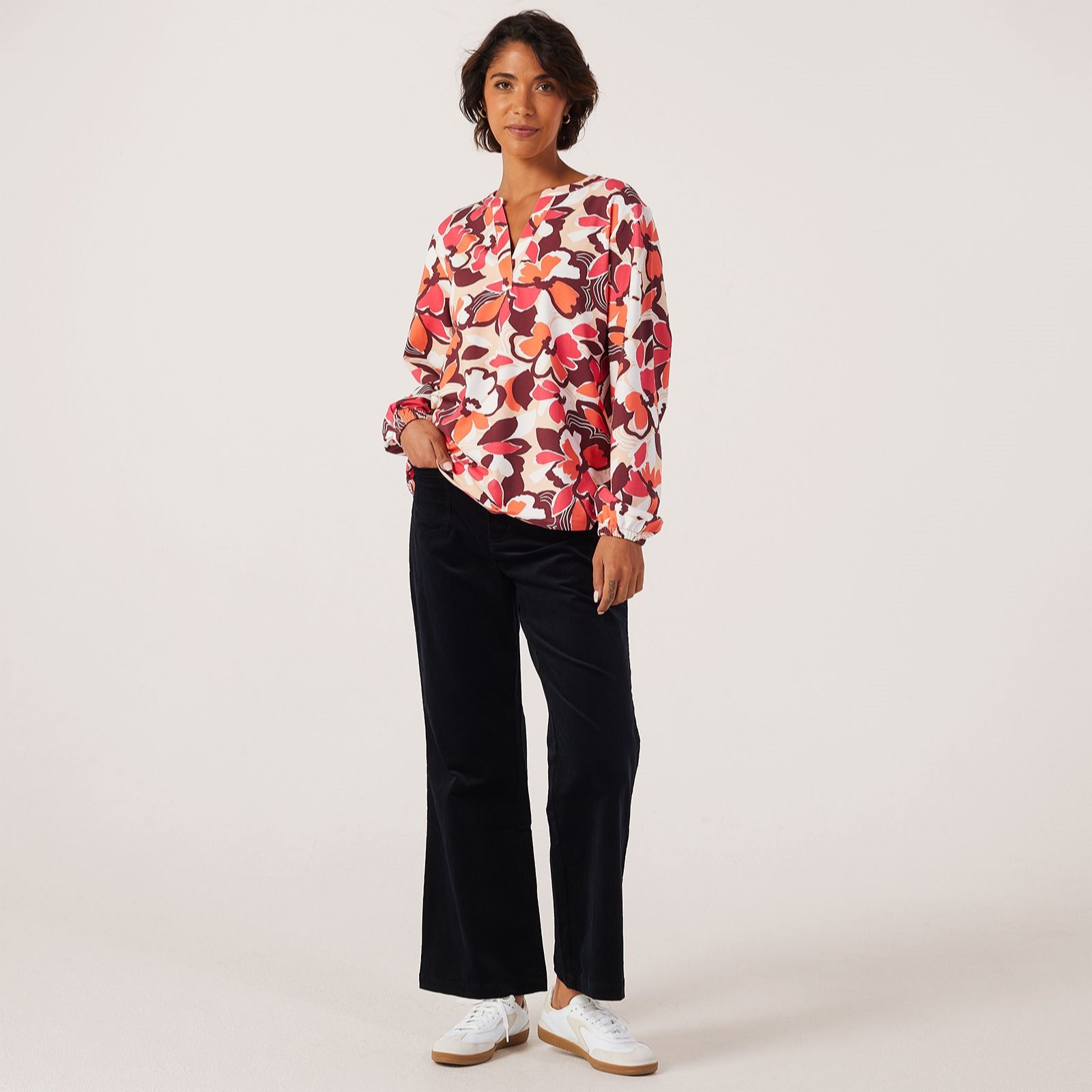 Denim & Co Jersey Printed Shirt