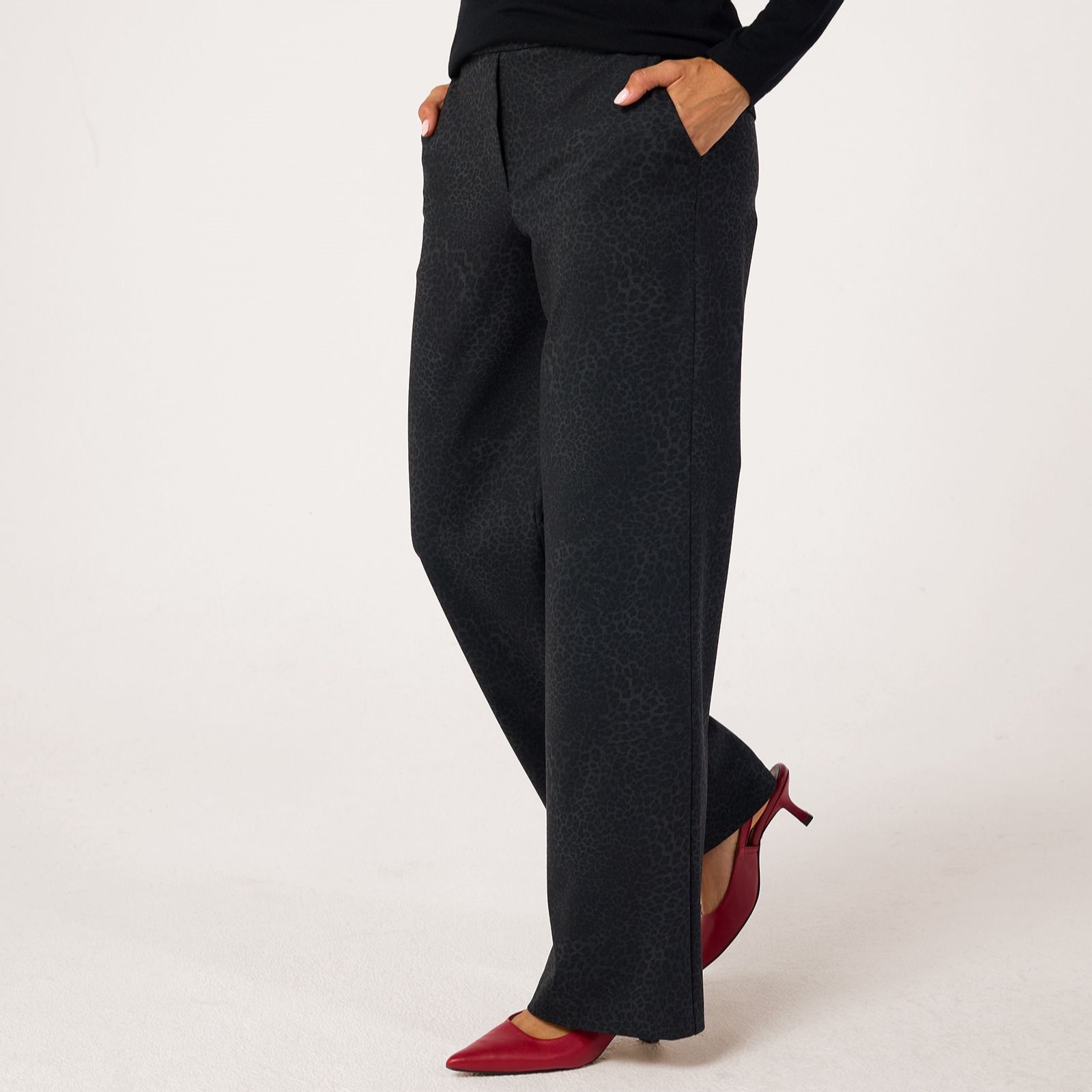 Helene Berman Animal Jacquard Stretch Waistband Trousers