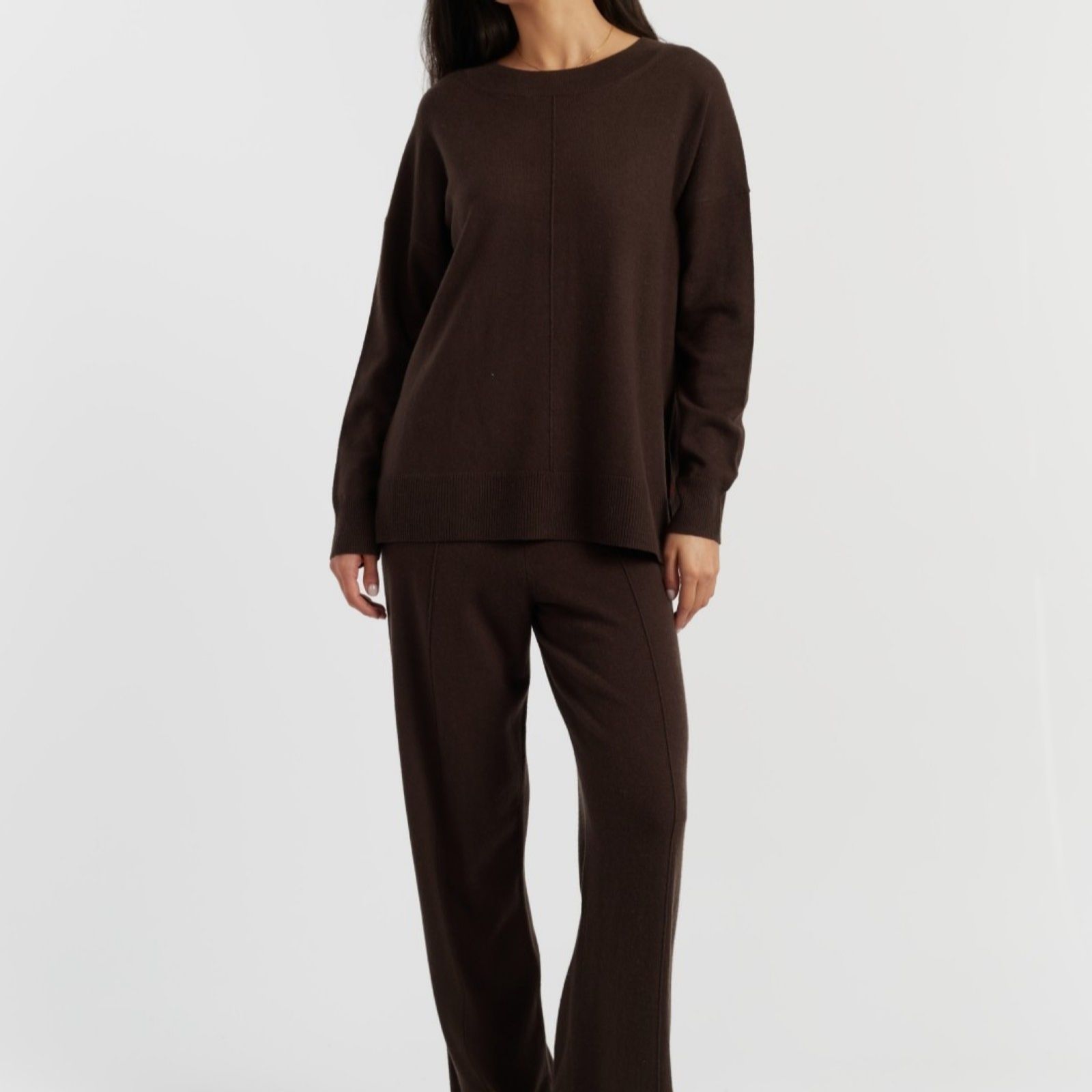Chinti & Parker Wool Cashmere Blend Round Neck Jumper w/ Front Seam Detail
