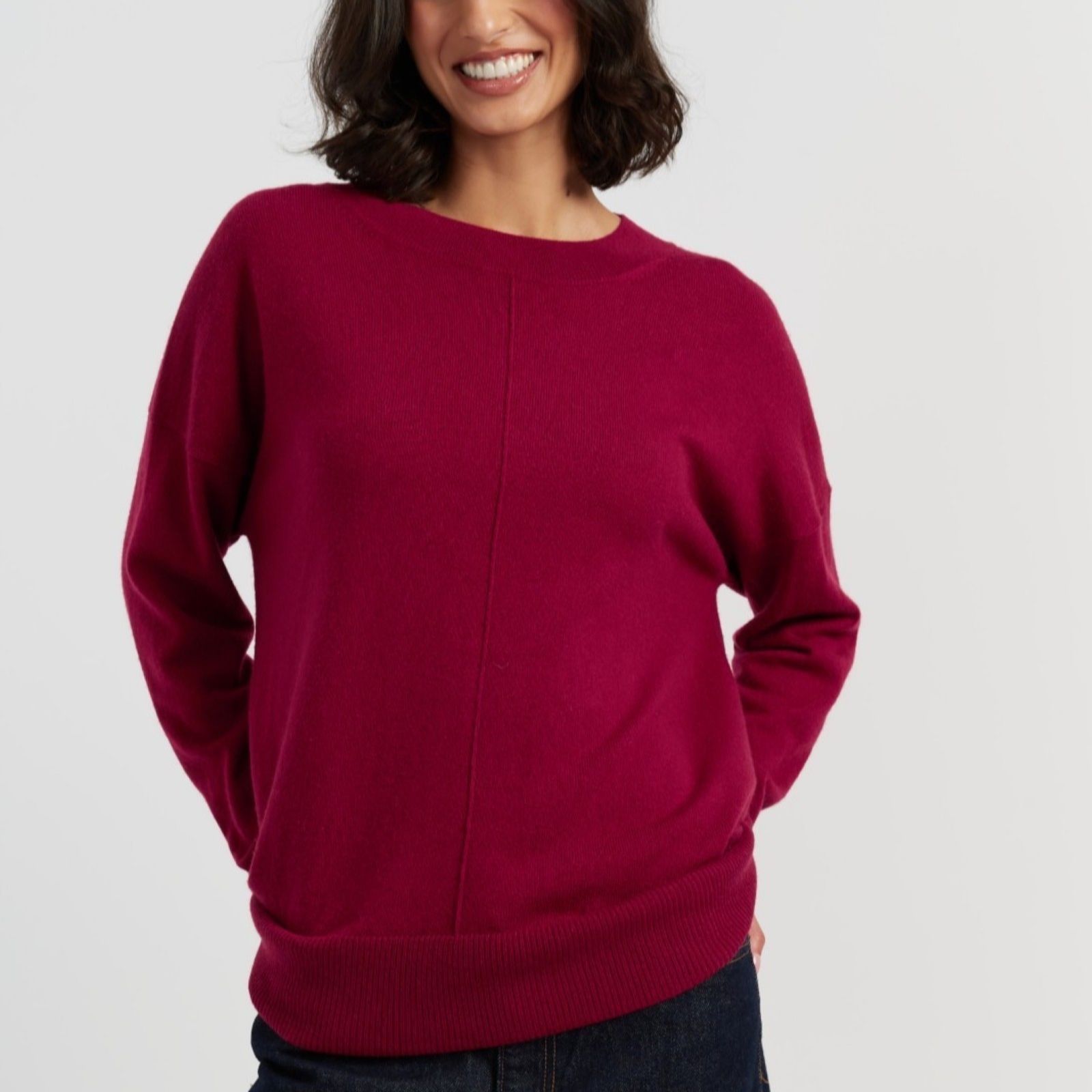 Chinti & Parker Wool Cashmere Blend Round Neck Jumper w/ Front Seam Detail