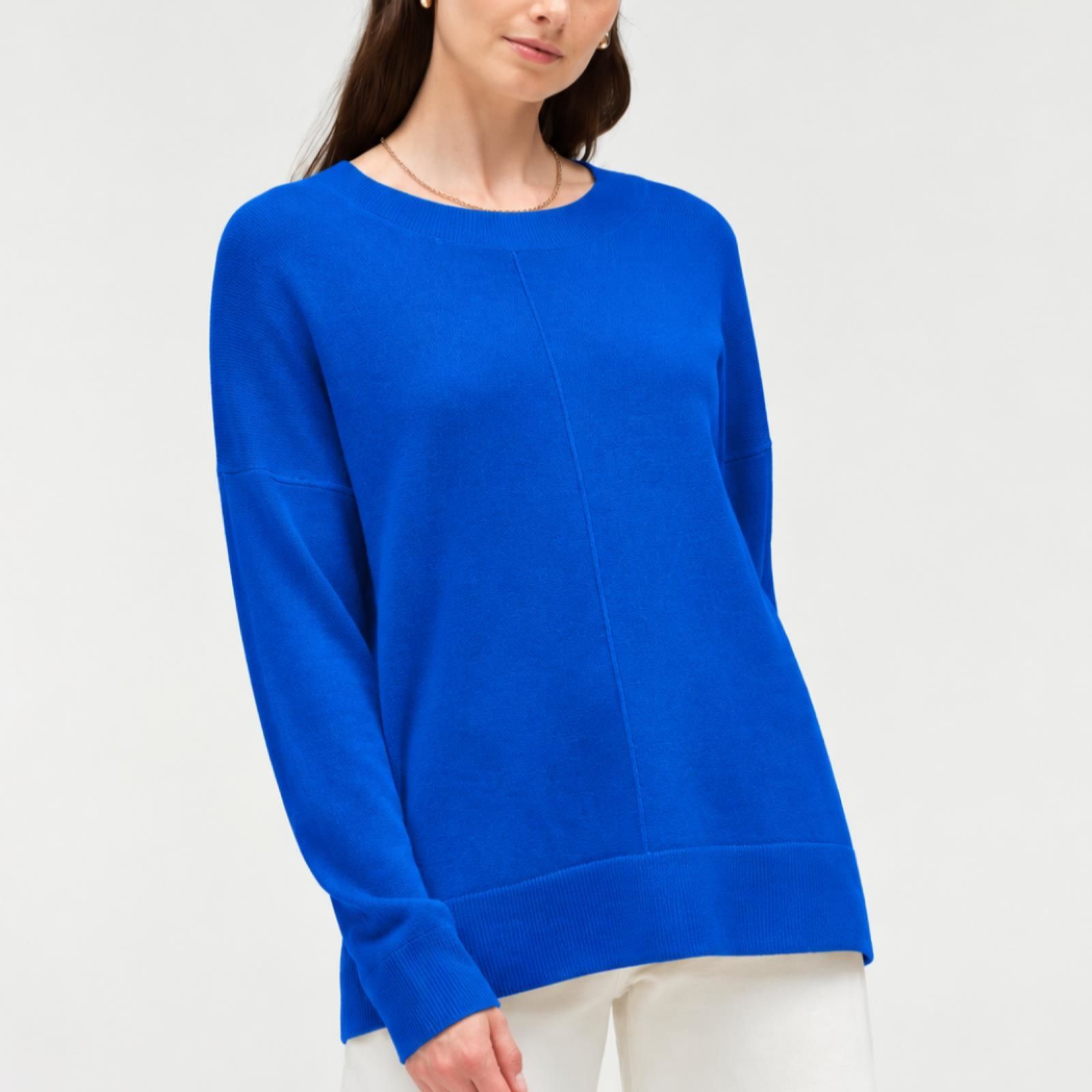 Chinti & Parker Wool Cashmere Blend Round Neck Jumper w/ Front Seam Detail