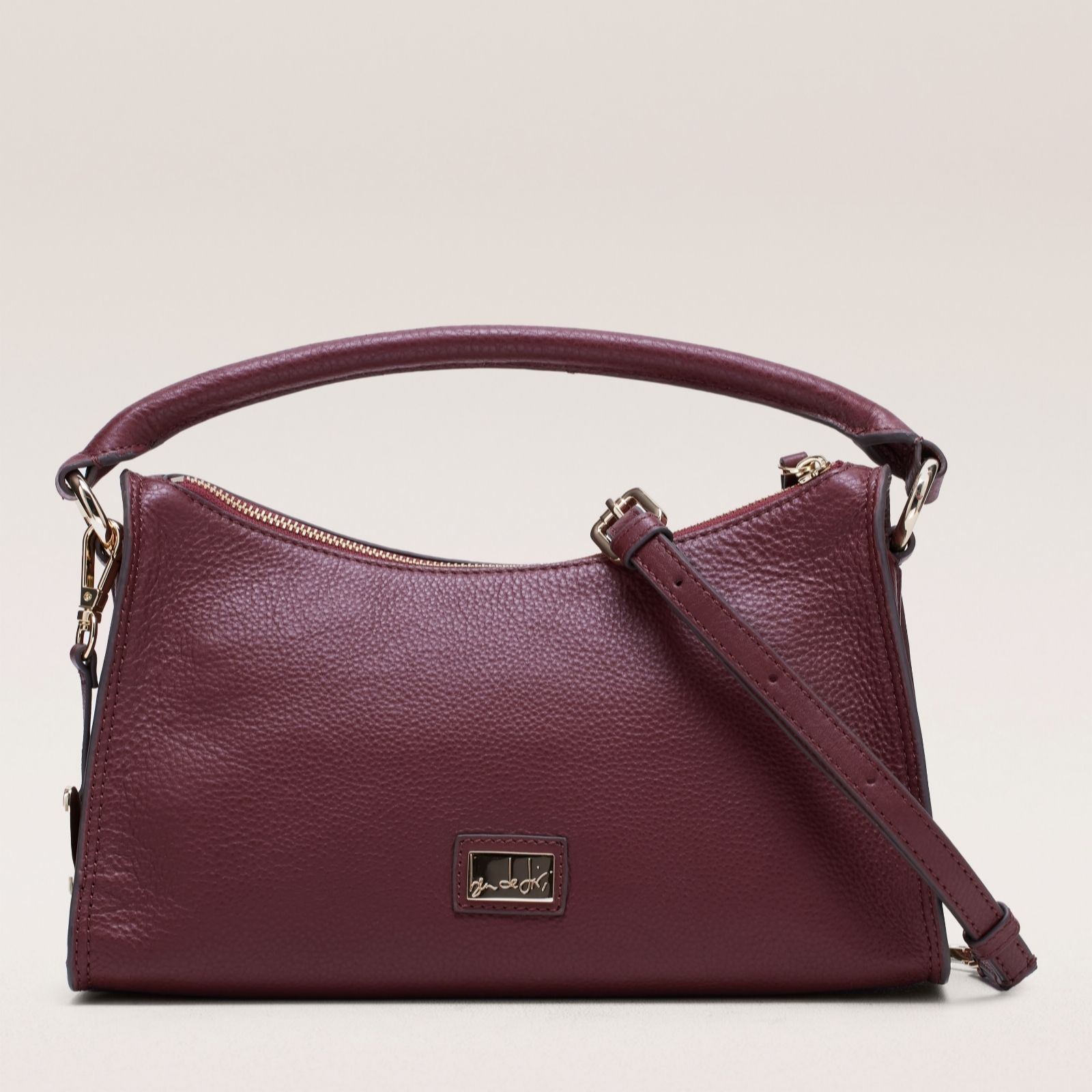 Outlet Ben de Lisi Islip Leather Zip Top Slouch