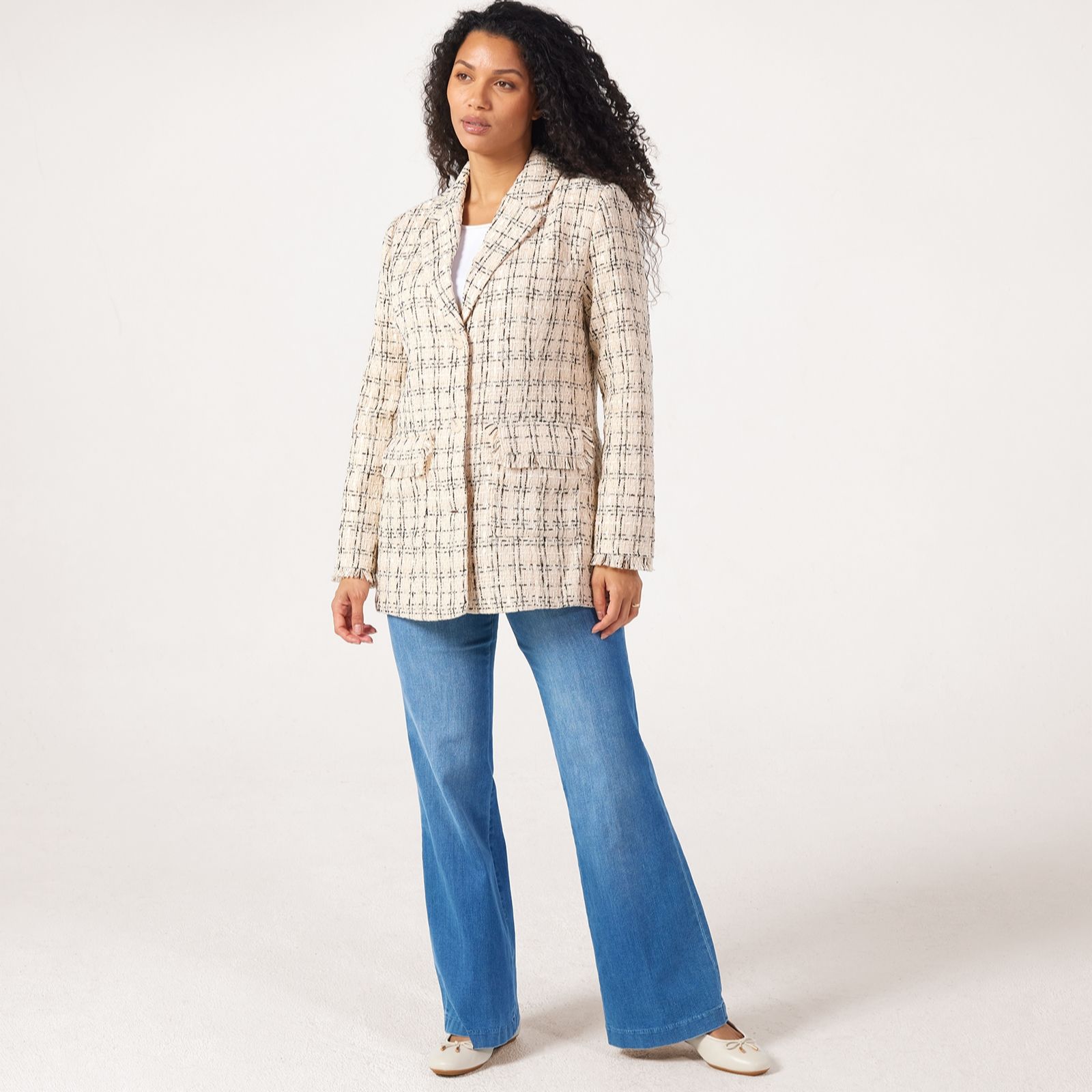 MarlaWynne Collection Tweed Feel Blazer Jacket