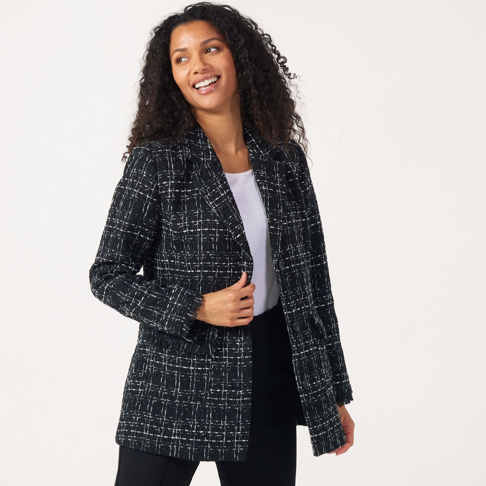 MarlaWynne Collection Tweed Feel Blazer Jacket