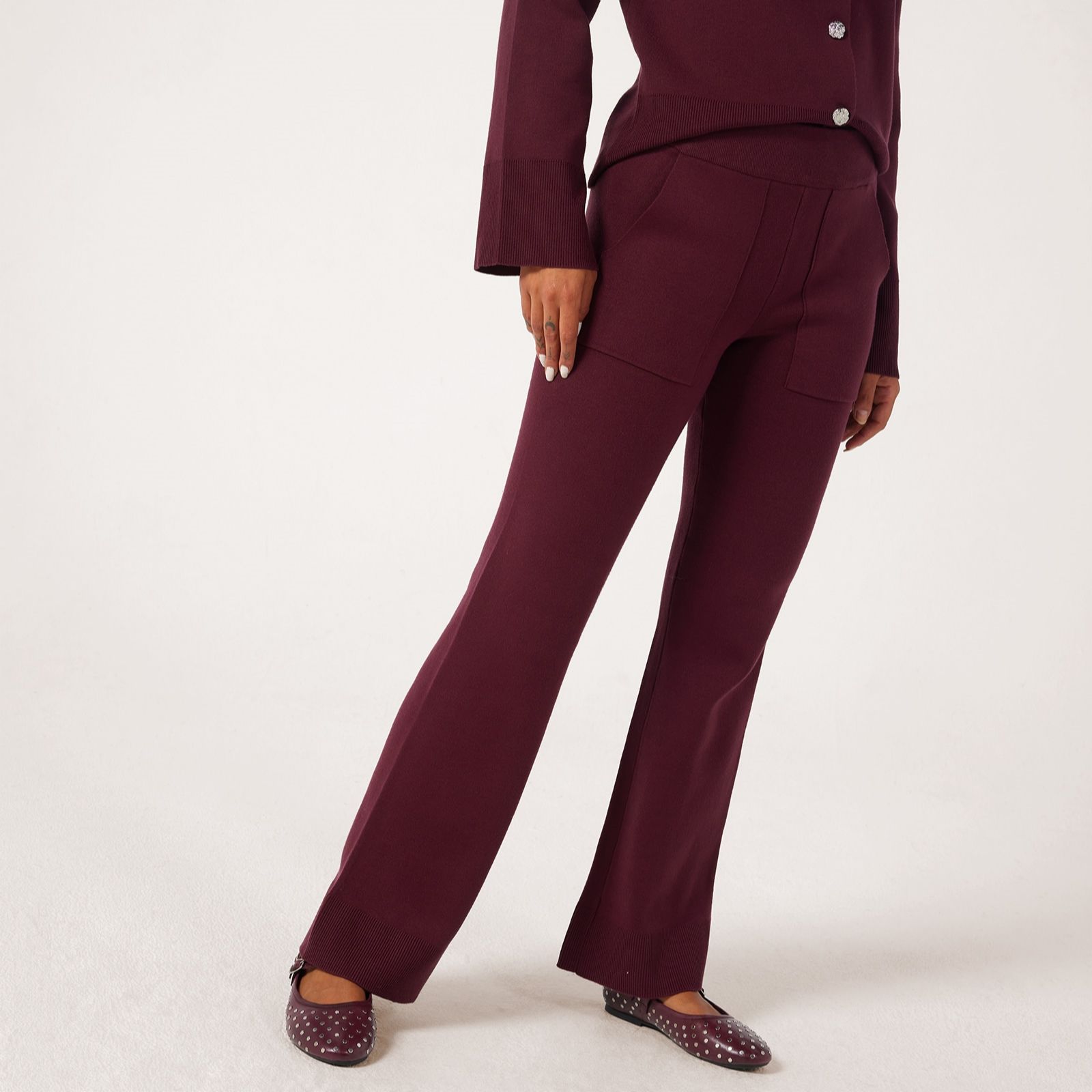 YAS Pimi High-Waisted Knitted Trousers