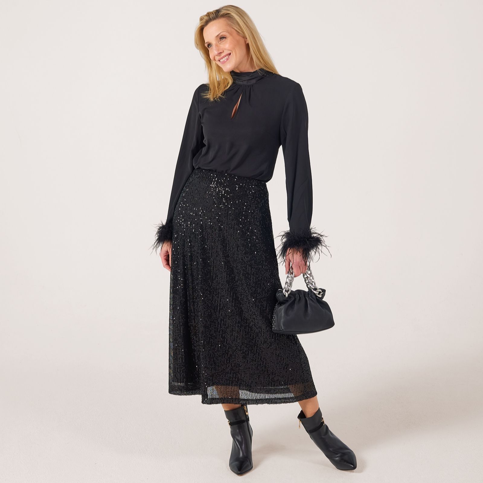 Izabel London Sequin A-Line Skirt