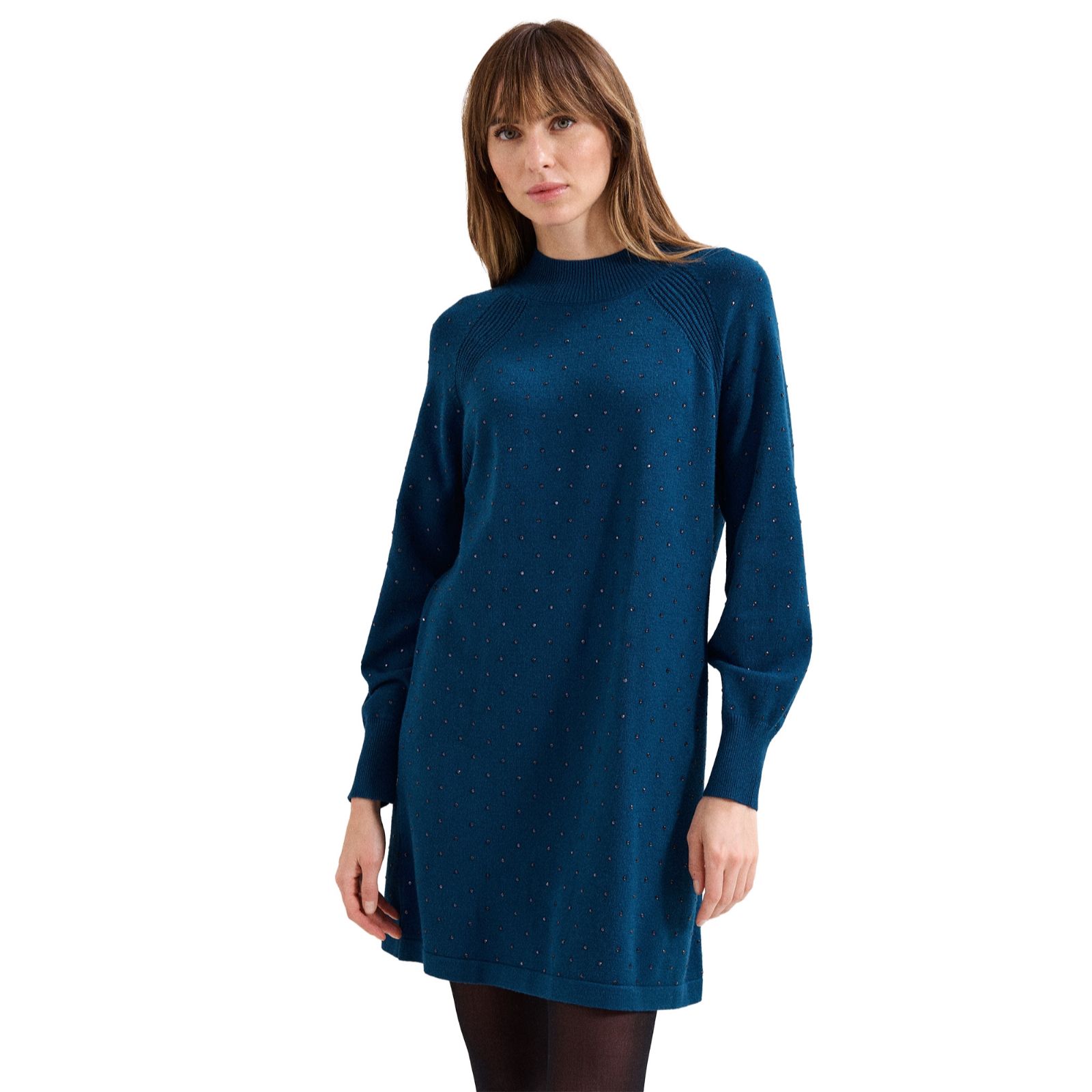 Phase Eight Tala Hot Fix Studded Teal Knitted Dress