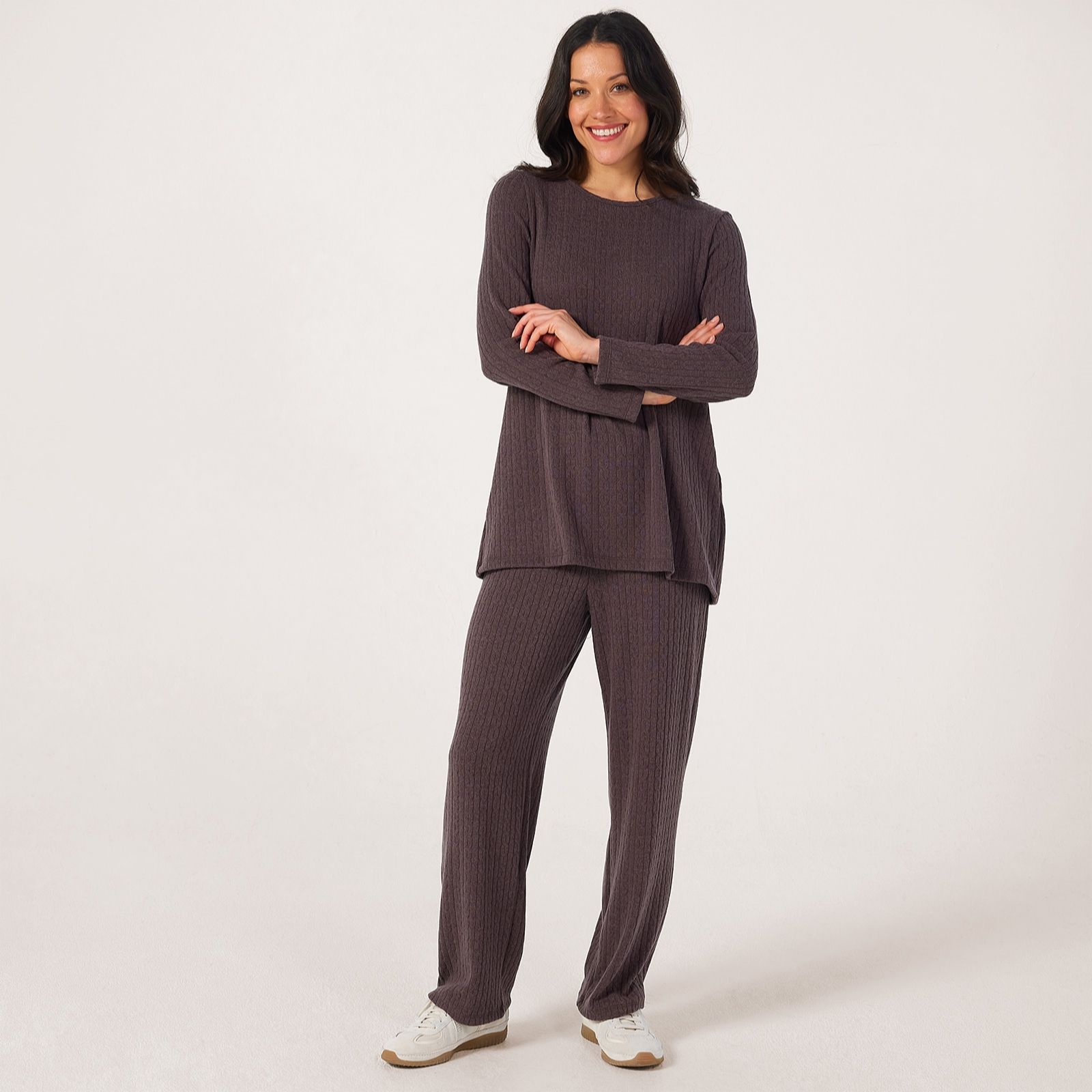 Kim & Co Fine Cable Knit Tunic Jumper