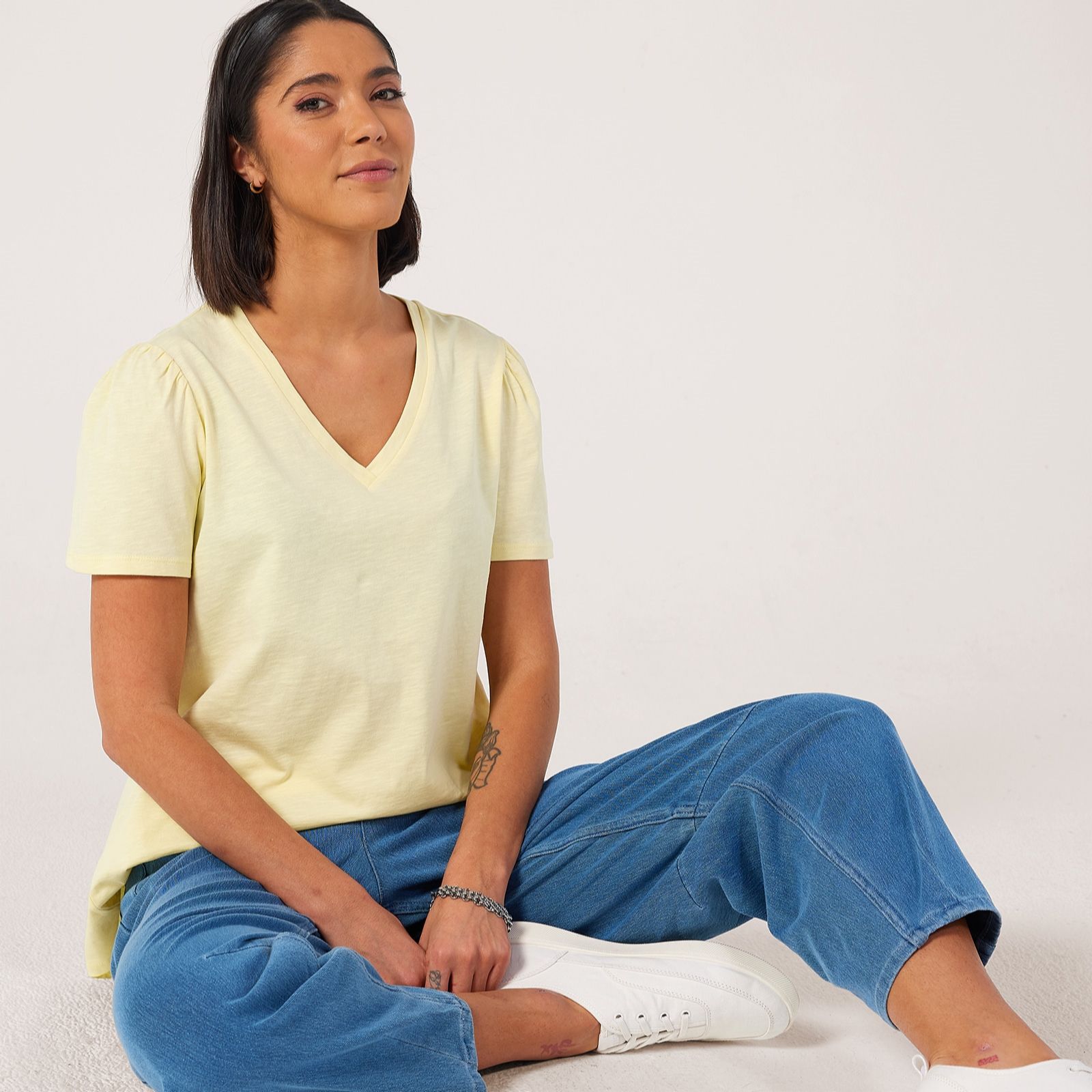 Denim & Co. Cotton Slub Swing Top