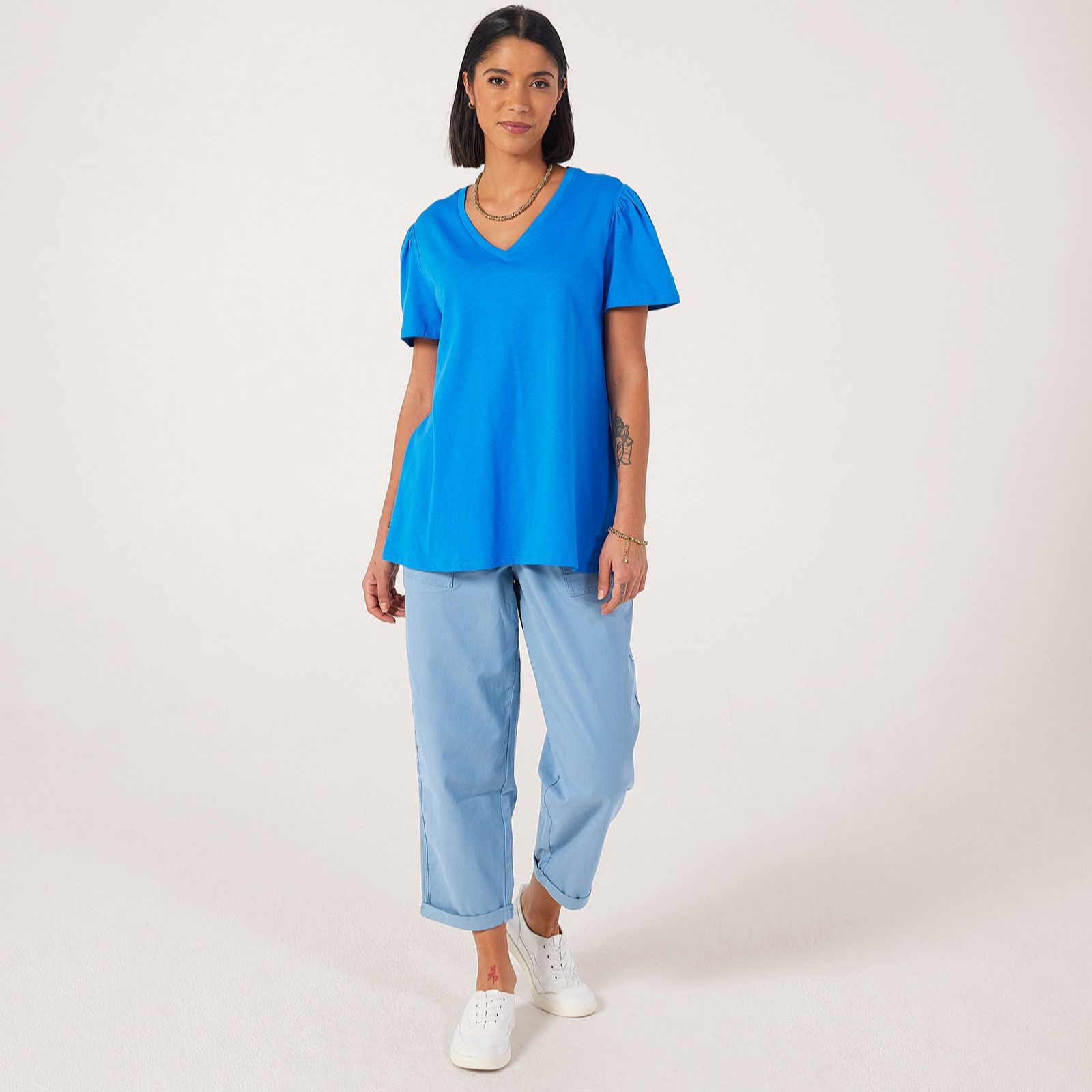 Denim & Co. Cotton Slub Swing Top