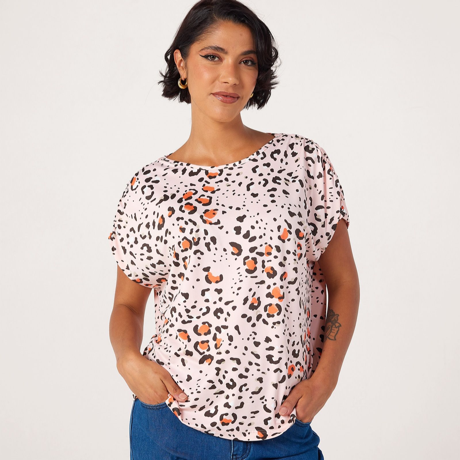 Kim & Co Printed Brazil Jersey Dolman Sleeve Top
