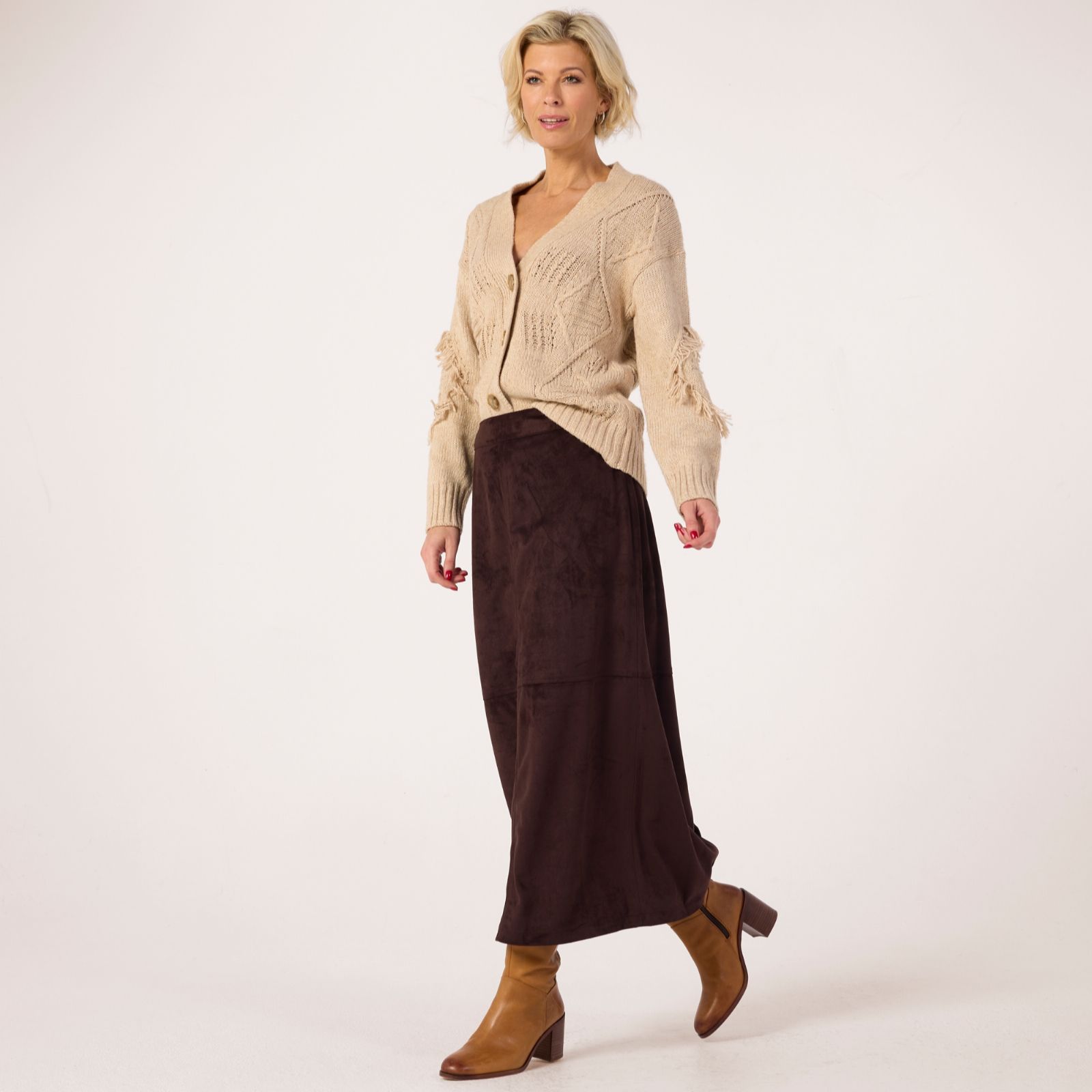 Ruth Langsford Faux Suede Midi Skirt Tall