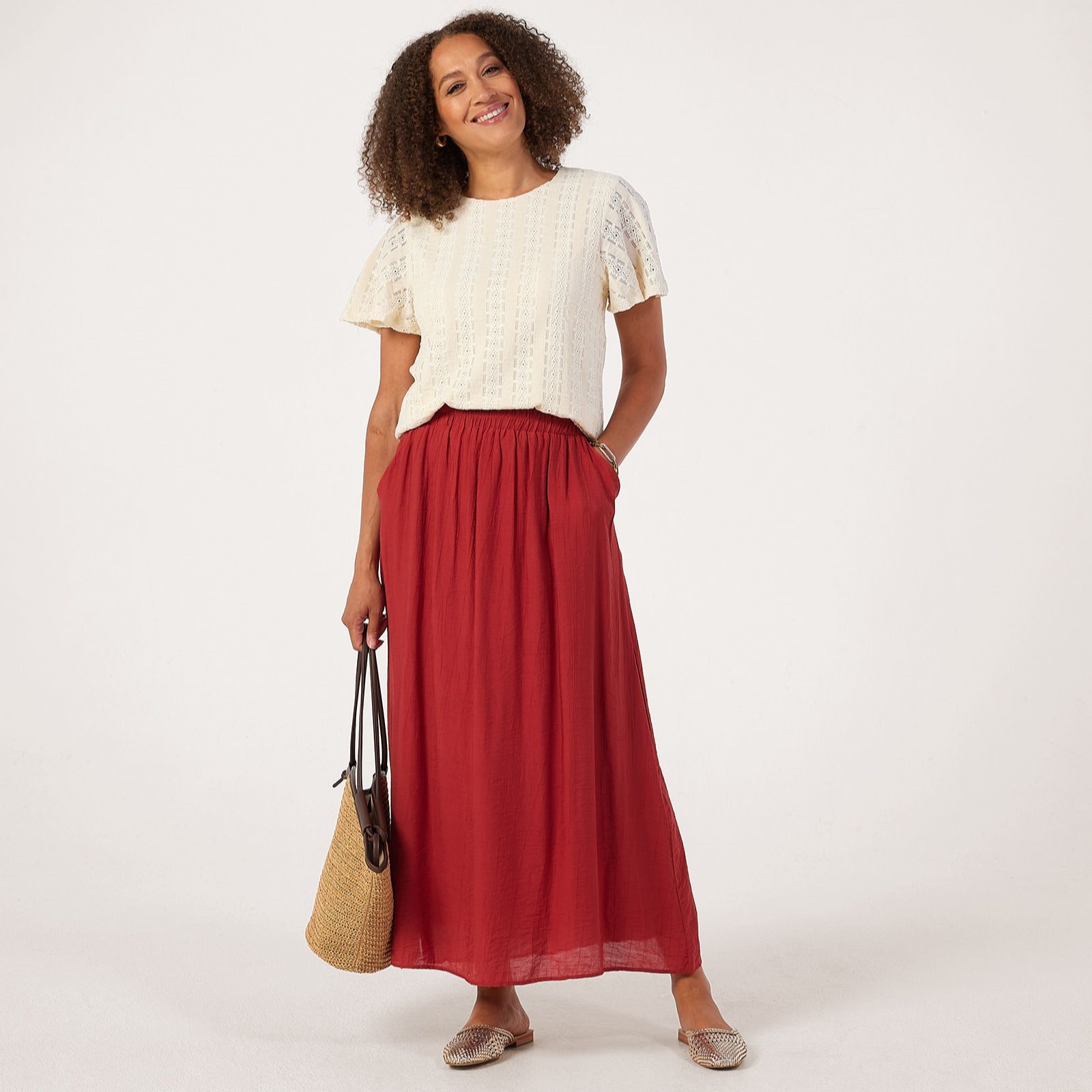 Izabel London Pull on Maxi Skirt with Pockets