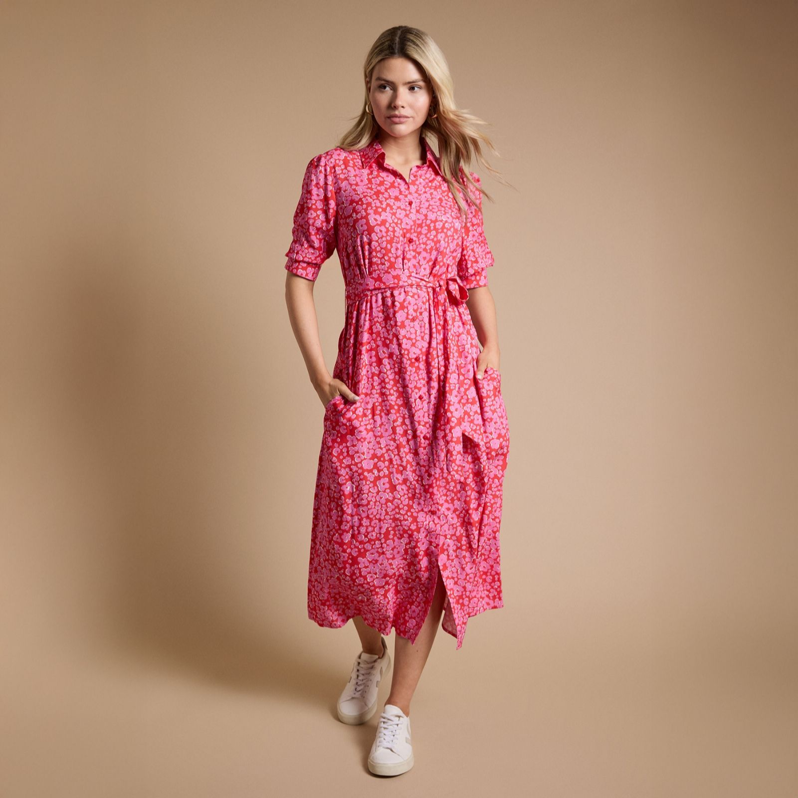 Dorothy Perkins 100% Viscose Animal Printed Midi Shirt Dress