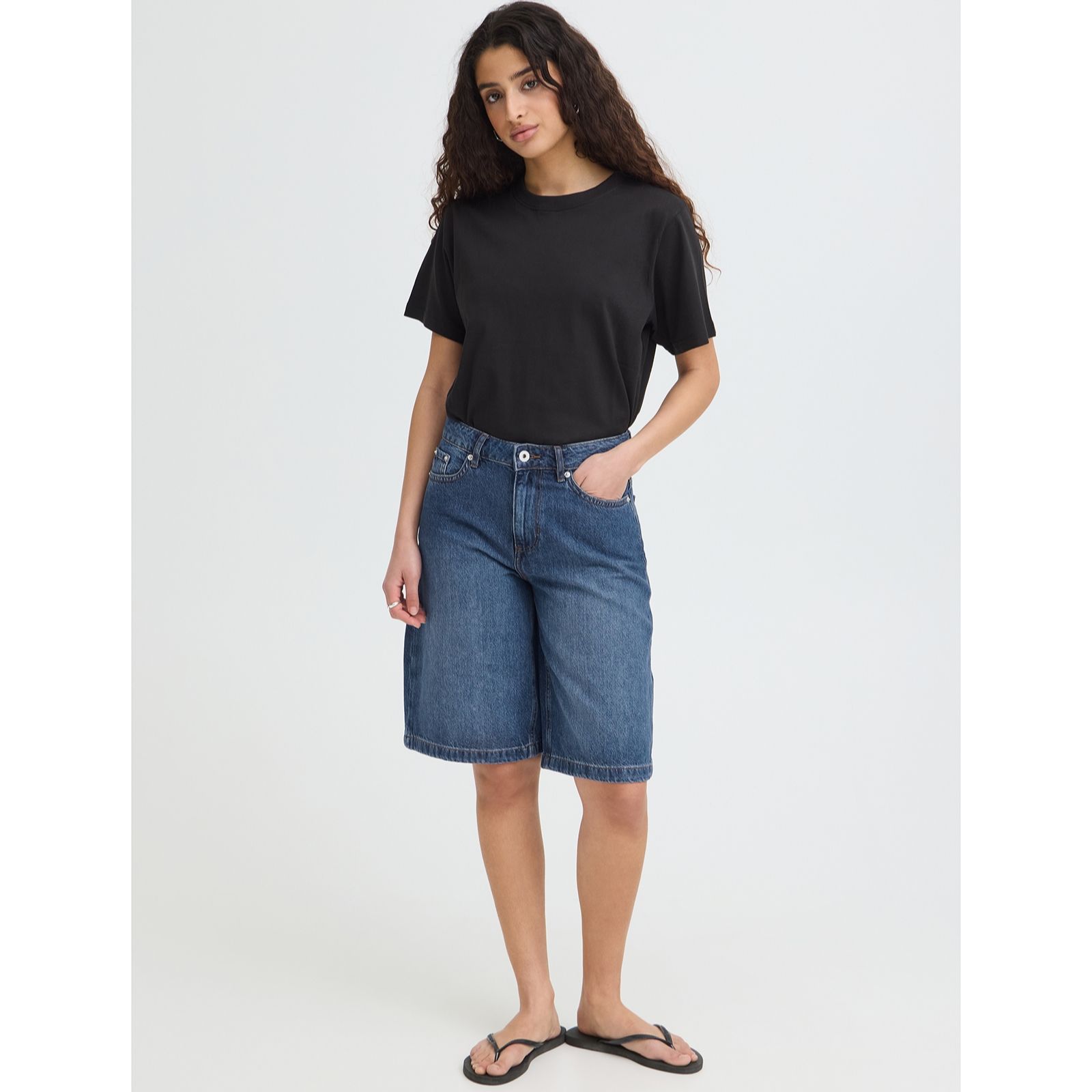 ICHI Kirsten Bermuda Denim Shorts
