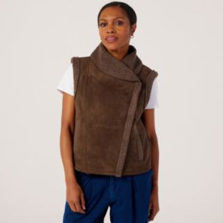 Denim & Co. Suedette Borg Gilet