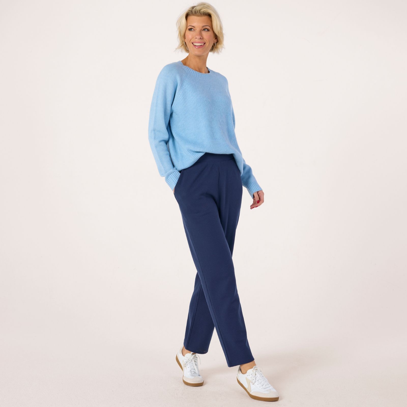 Denim & Co. Waffle Knit Straight Leg Trousers Petite