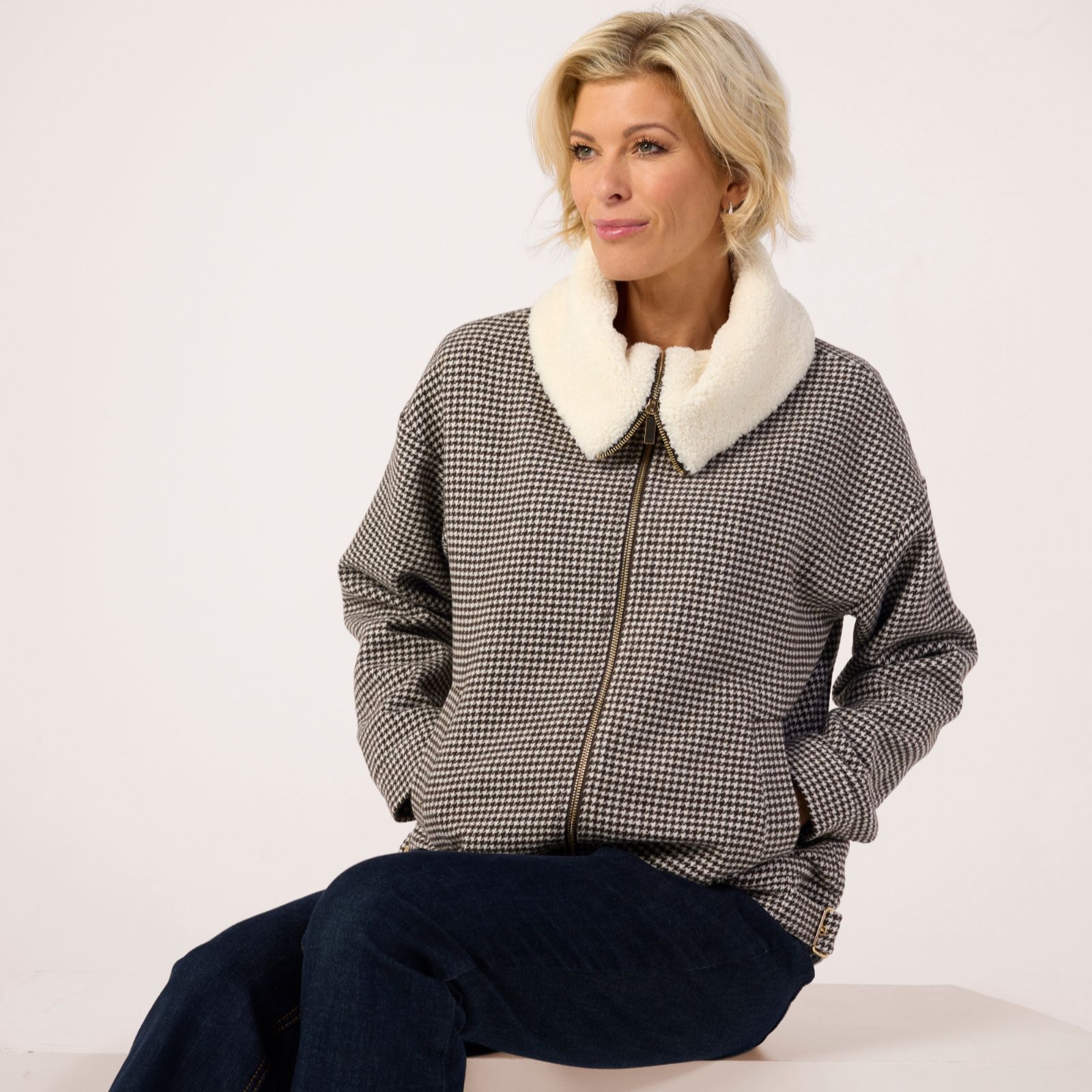 Ruth Langsford Check Jacket with Wide Collar
