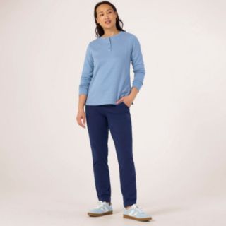 Denim & Co. Duo Stretch Crease Front Slm Straight Trousers Petite