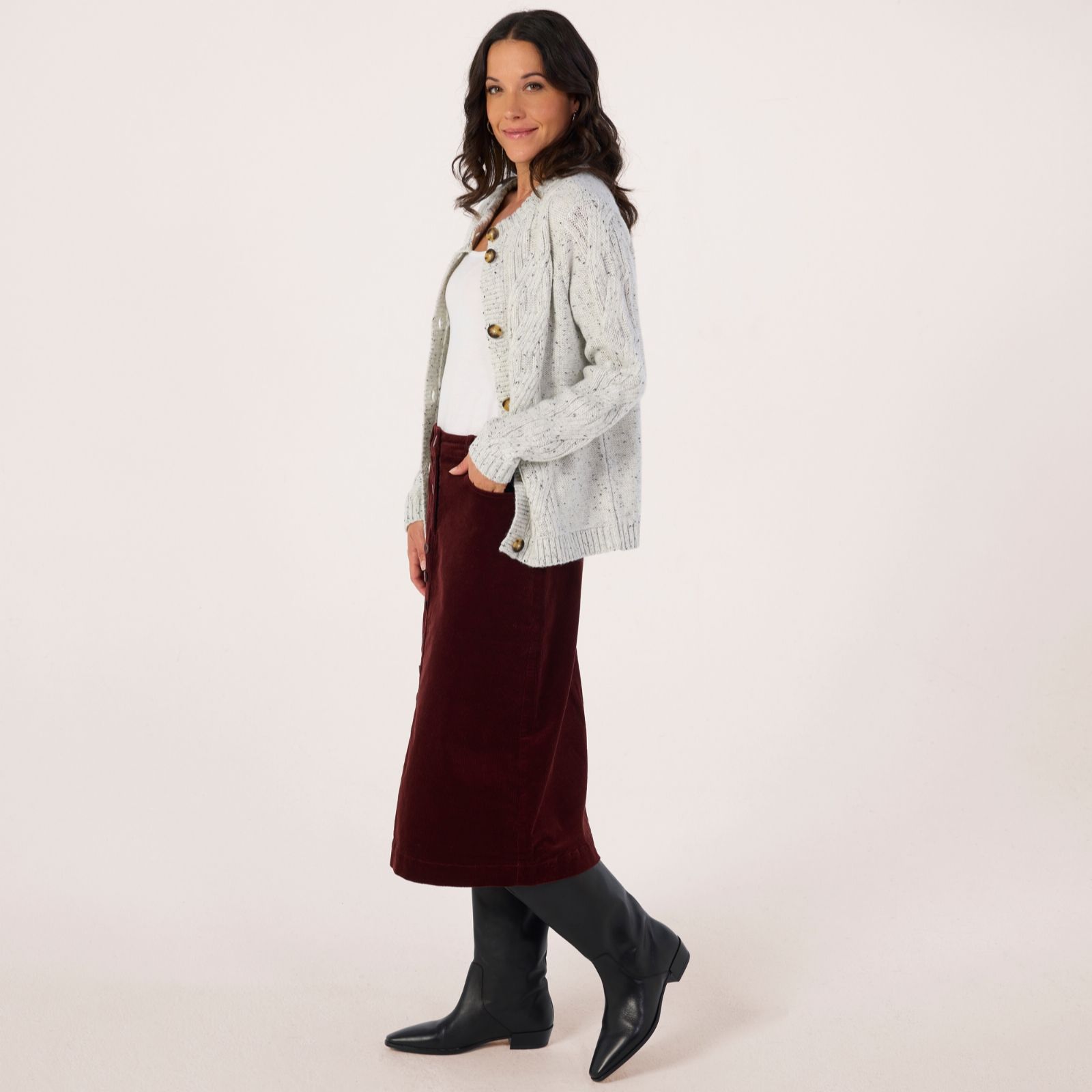 Denim & Co. Chunky Cable Cardigan