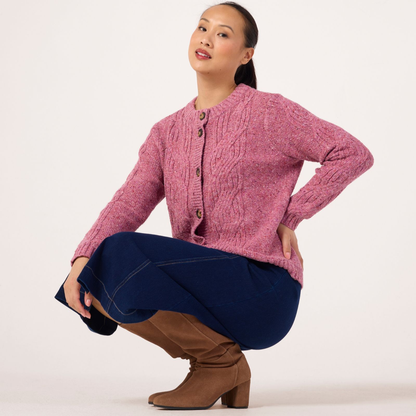 Denim & Co. Chunky Cable Cardigan