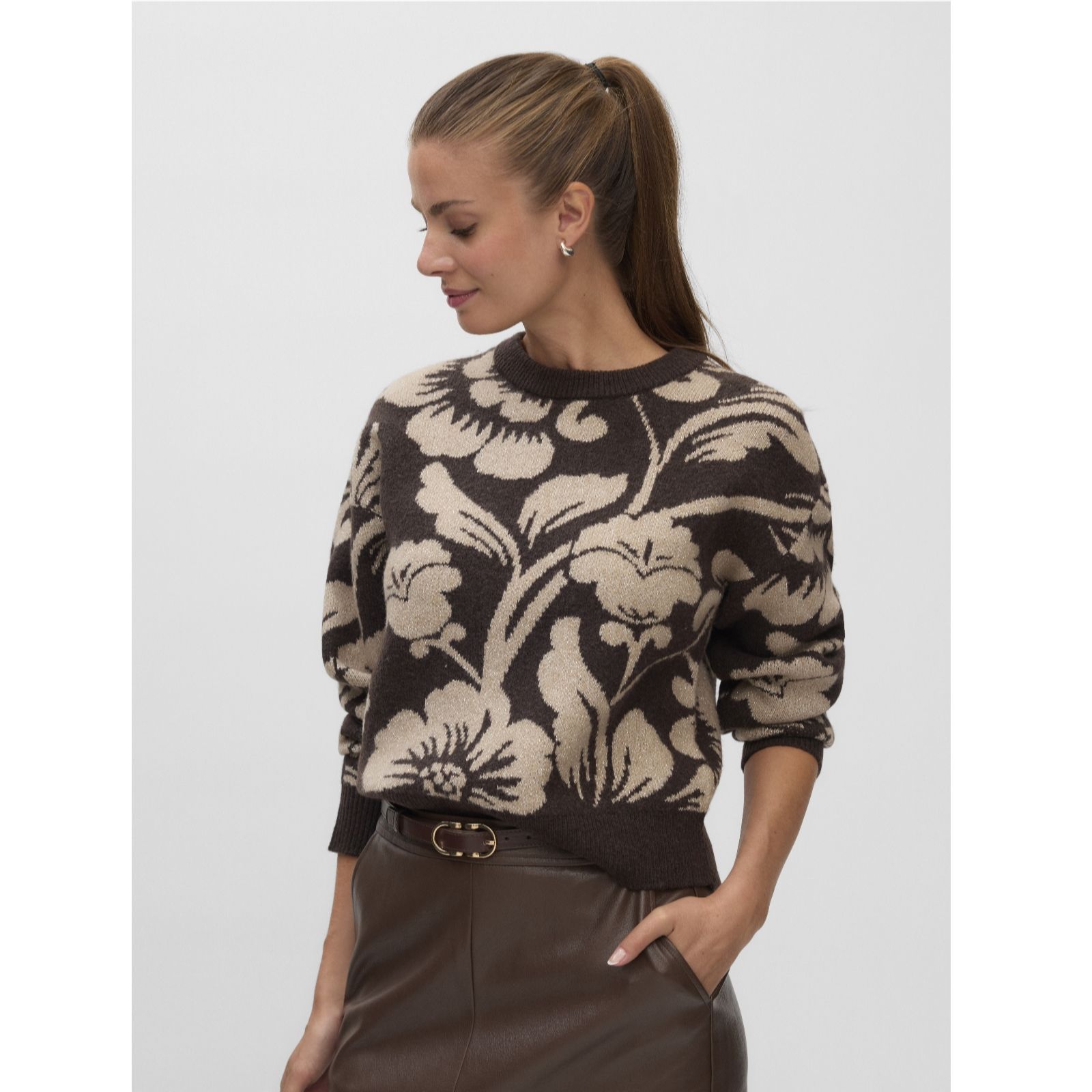 Vero Moda Floral Lurex Detail Jumper