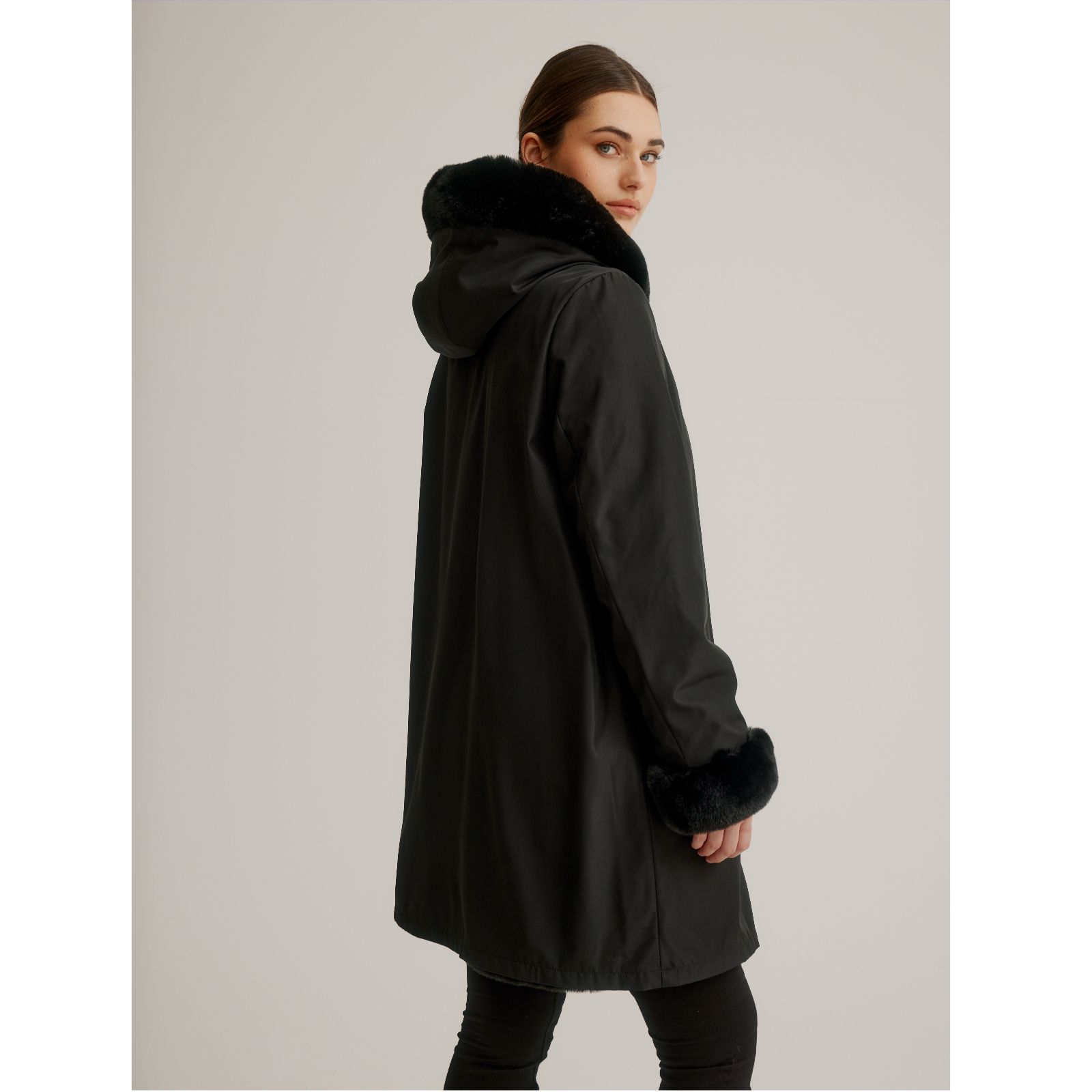 Nuage Faux Fur Reversible Long Hooded Coat - QVC UK