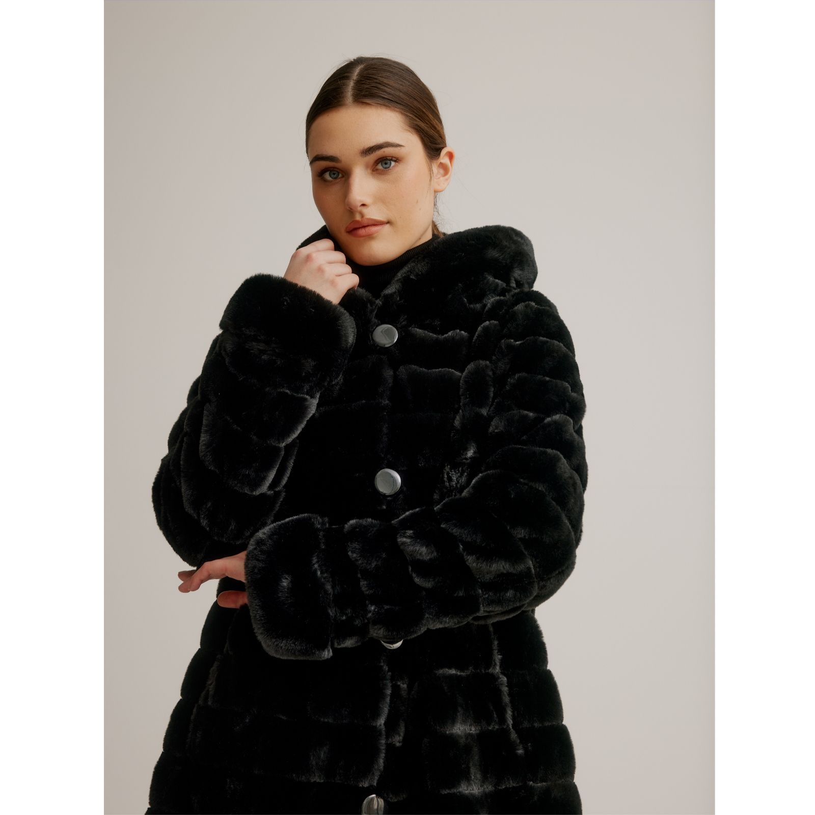 Nuage Faux Fur Reversible Long Hooded Coat QVC UK