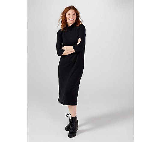 Kim & Co Divine Knit Turtle Neck 3/4 Sleeves Midi Dress